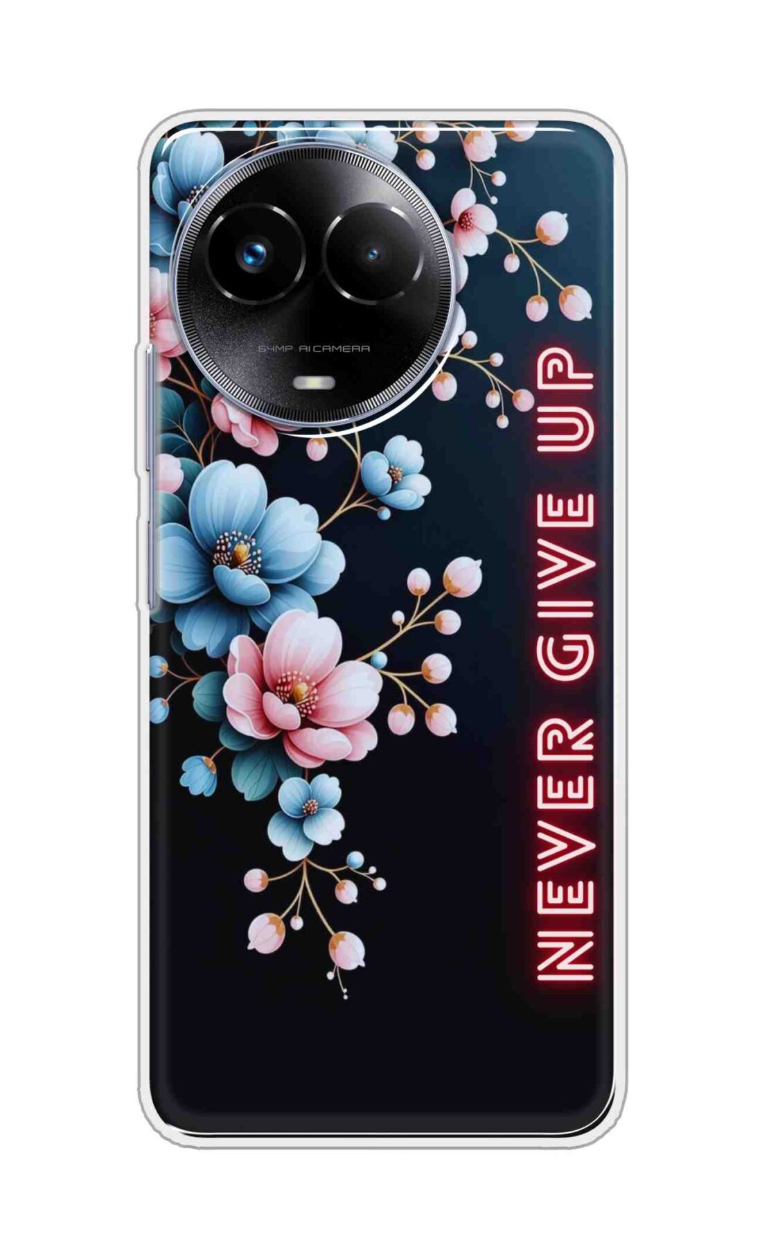 Coberta Back Cover For Realme 11x 5G Back Cover Stylish Case - Never Give Up with Flowers Design D16500