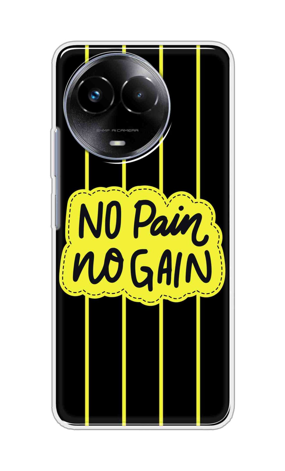Coberta Back Cover For Realme 11x 5G Back Cover Stylish Case - No Pain No Gain in Yellow Design D16508