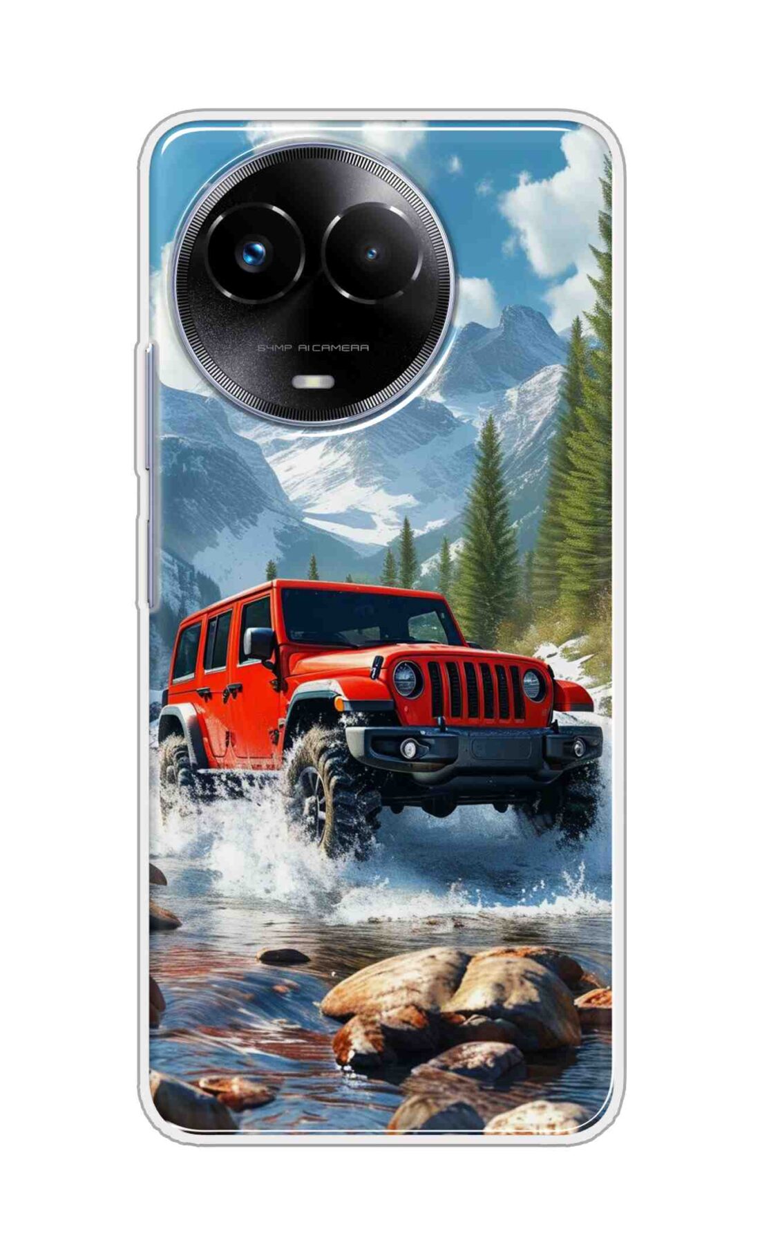 Coberta Back Cover For Realme 11x 5G Back Cover Stylish Case - Red Car in Nature Design D16513