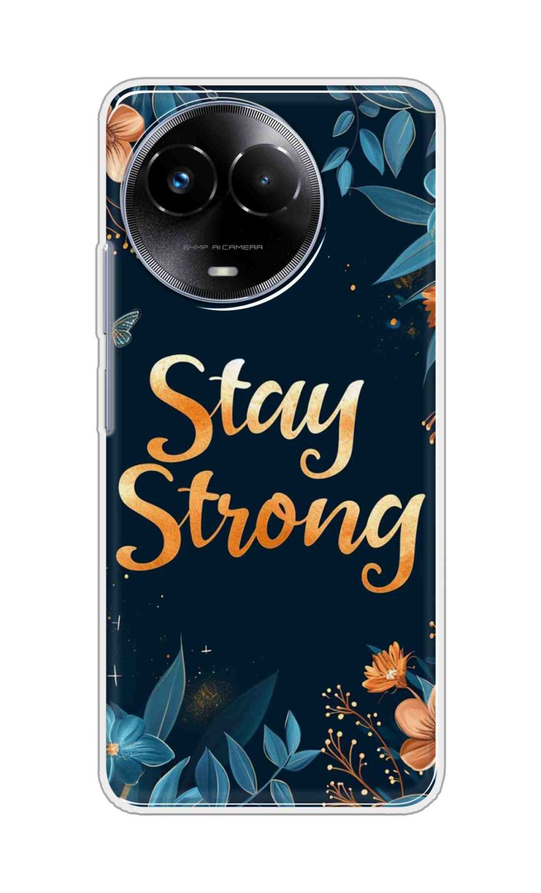 Coberta Back Cover For Realme 11x 5G Back Cover Stylish Case - Stay Strong with Flowers Design D16514