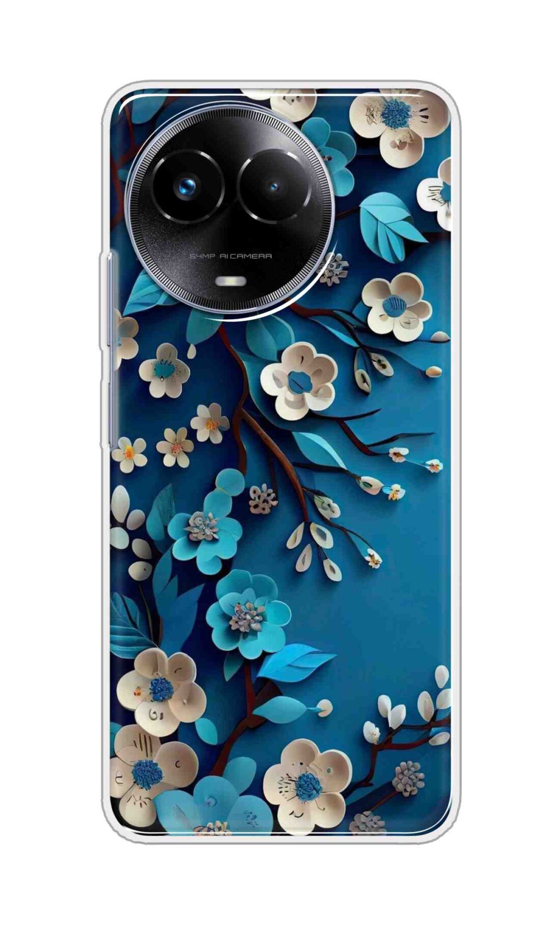 Coberta Back Cover For Realme 11x 5G Back Cover Stylish Case - Blue and White Flowers Design D16551