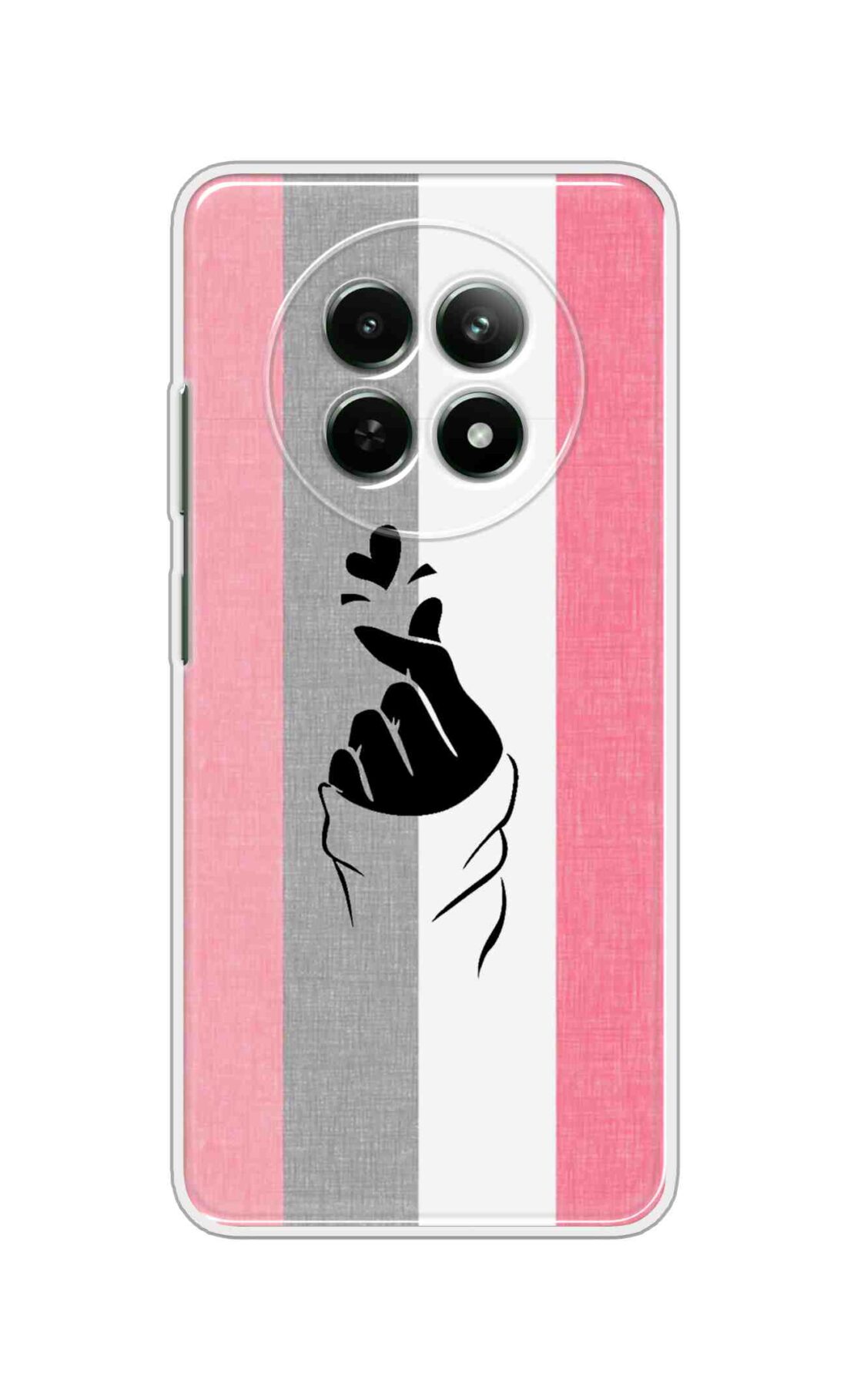 Coberta Back Cover For Realme 13 Plus 5G Back Cover Stylish Case - Pink and Grey Korean Heart Design D11894
