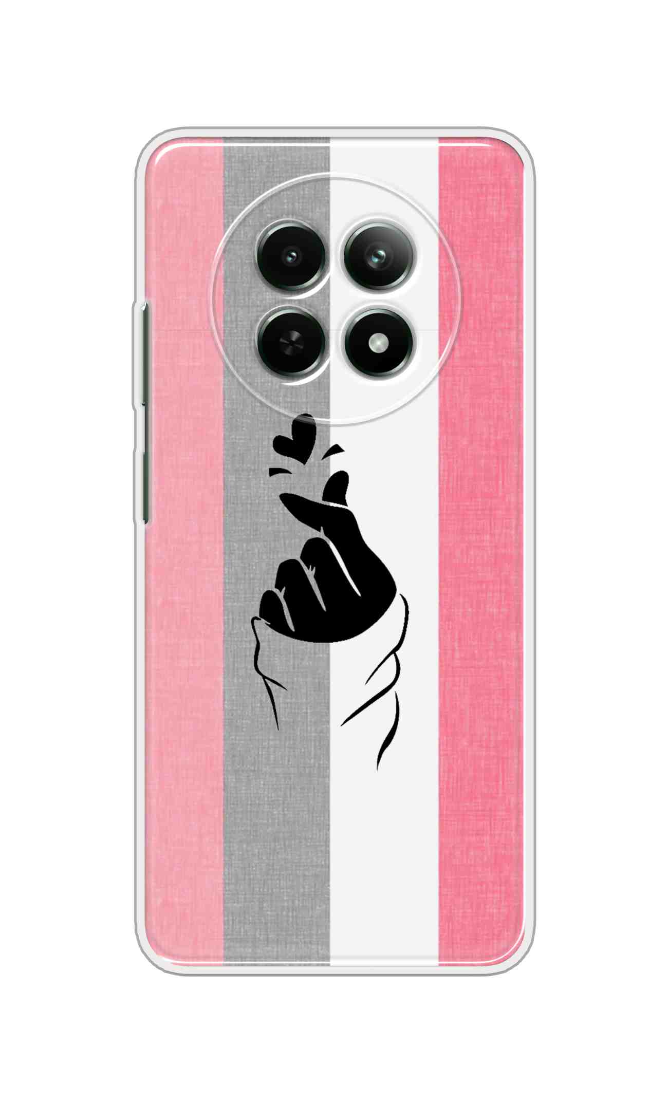 Coberta Back Cover For Realme 13 Plus 5G Back Cover Stylish Case - Pink and Grey Korean Heart Design D11894