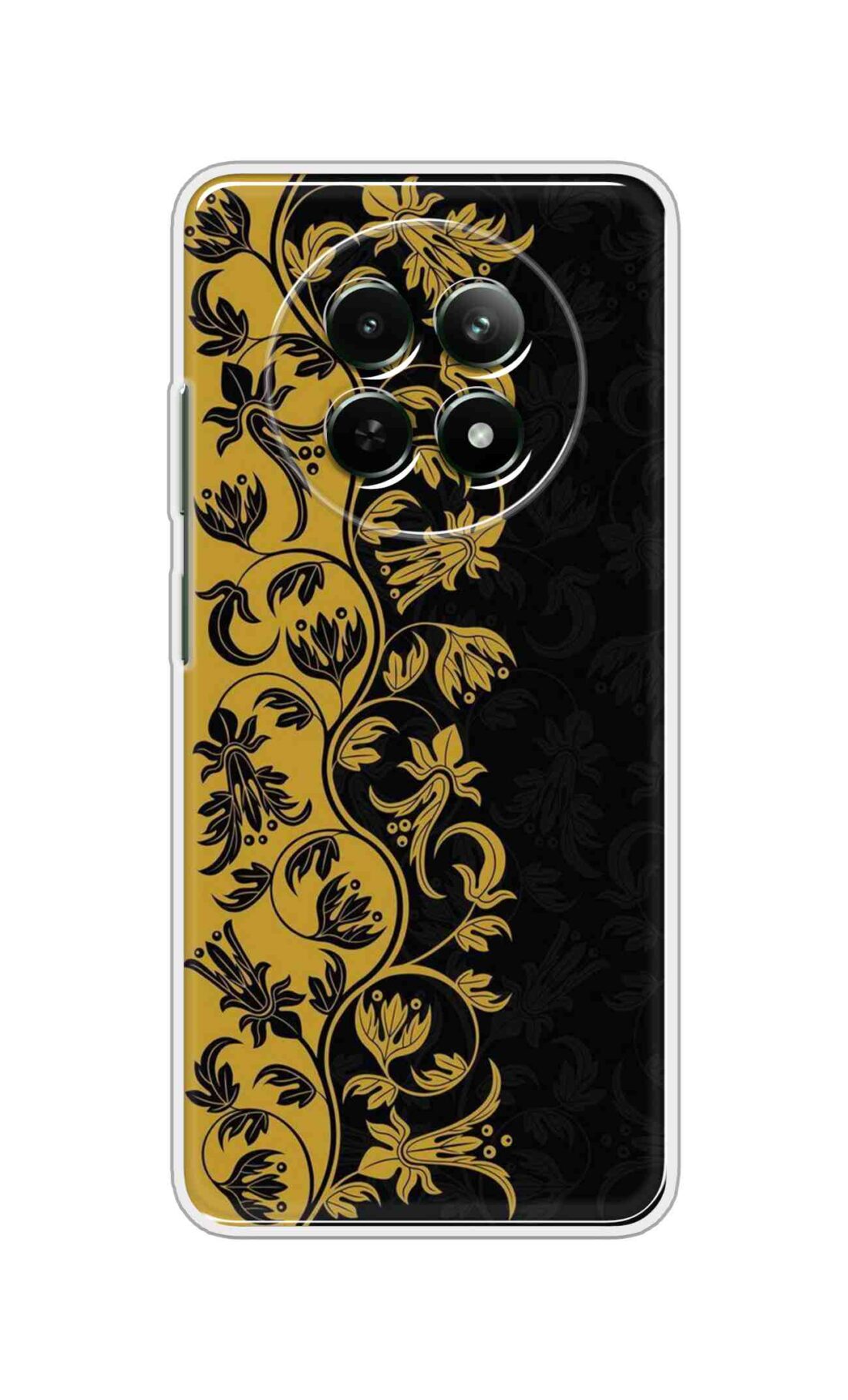 Coberta Back Cover For Realme C65 5G Back Cover Stylish Case - Black and Yellow Leaves Design D16518