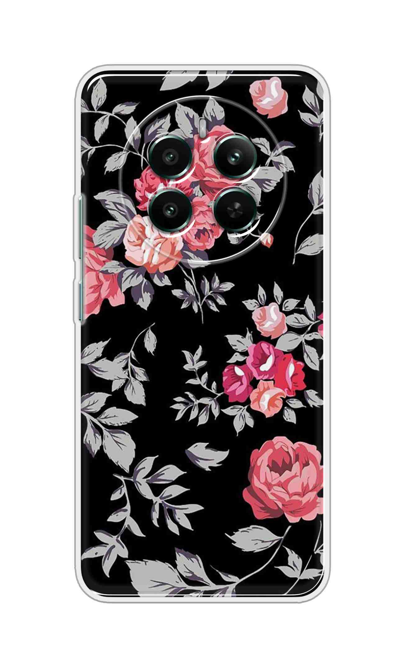 Coberta Back Cover For Realme 13 4G Back Cover Stylish Case - Pink Flowers and Grey Leaves Design D11556