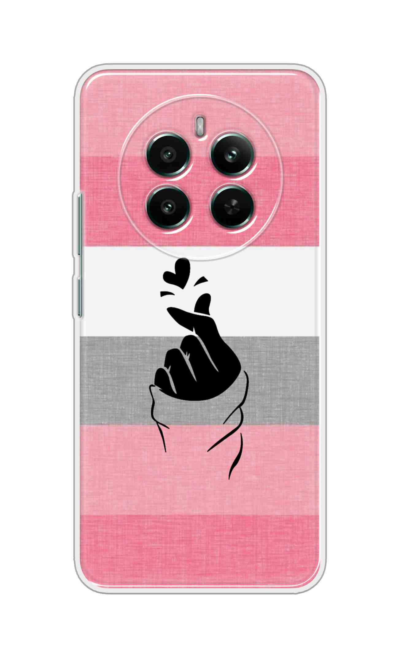 Coberta Back Cover For Realme 13 4G Back Cover Stylish Case - Straight Pink and Grey Korean Heart Design D14911