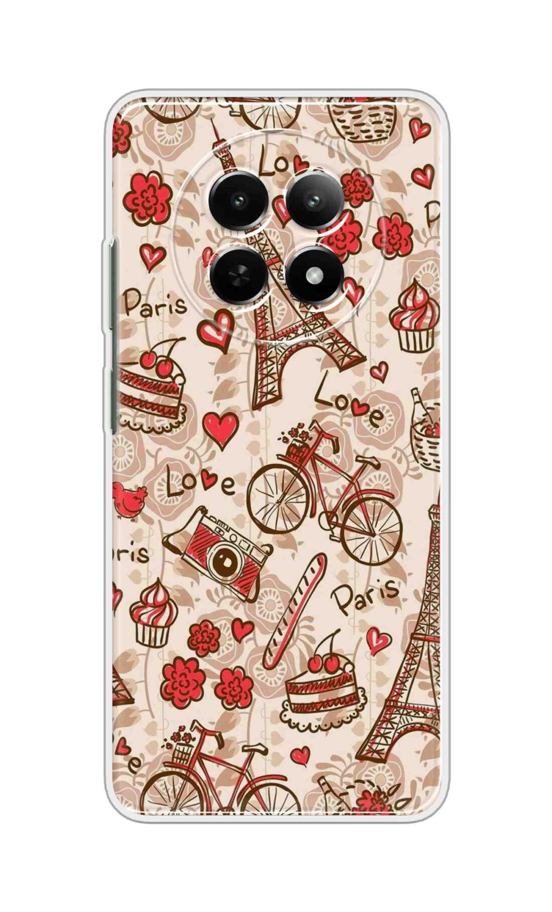 Coberta Back Cover For Realme 12x Back Cover Stylish Case - Paris and Love Text Pattern D11626