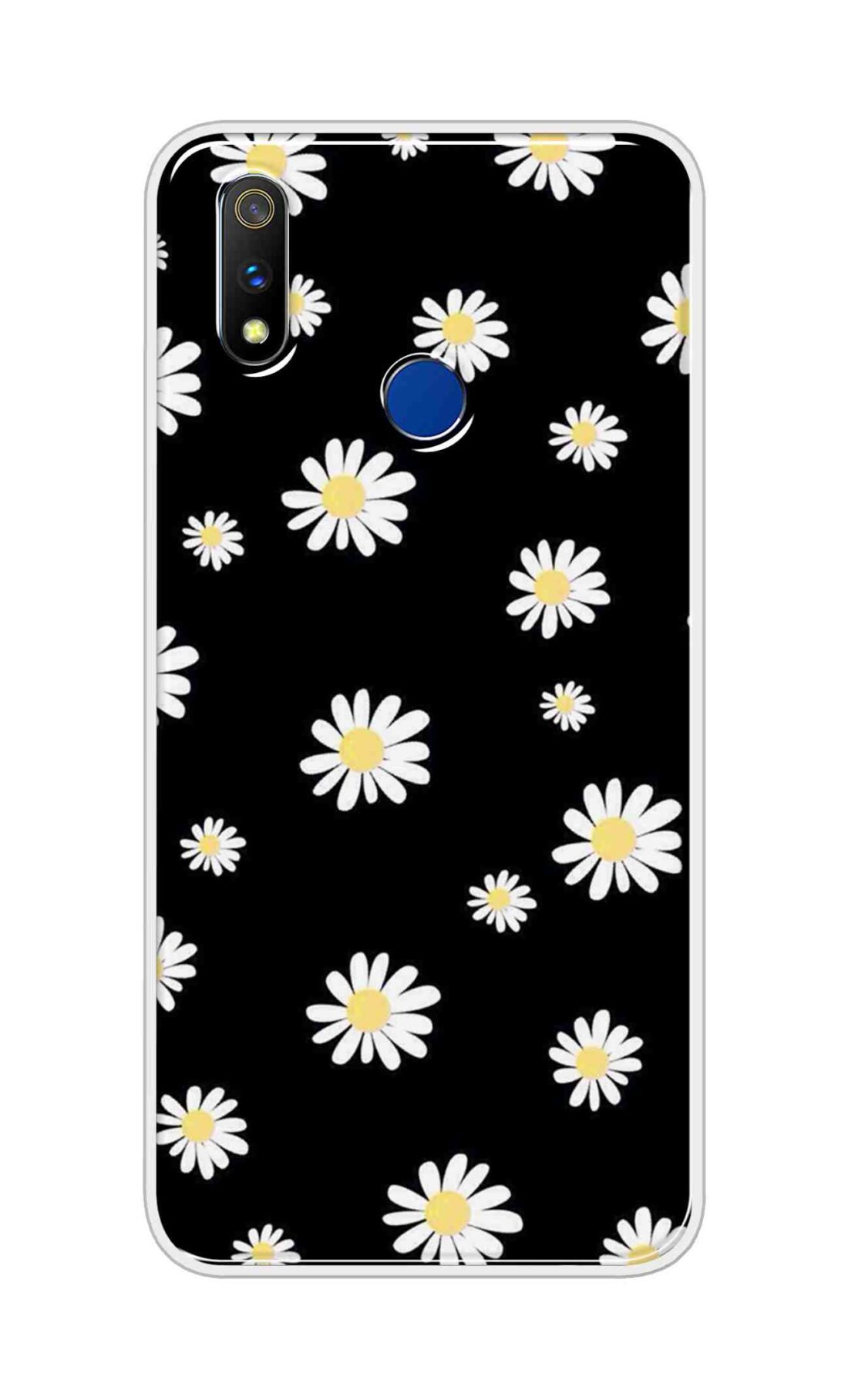 Coberta Back Cover For Realme 3 Pro Back Cover Stylish Case - Sun Flowers in Black Design D11094