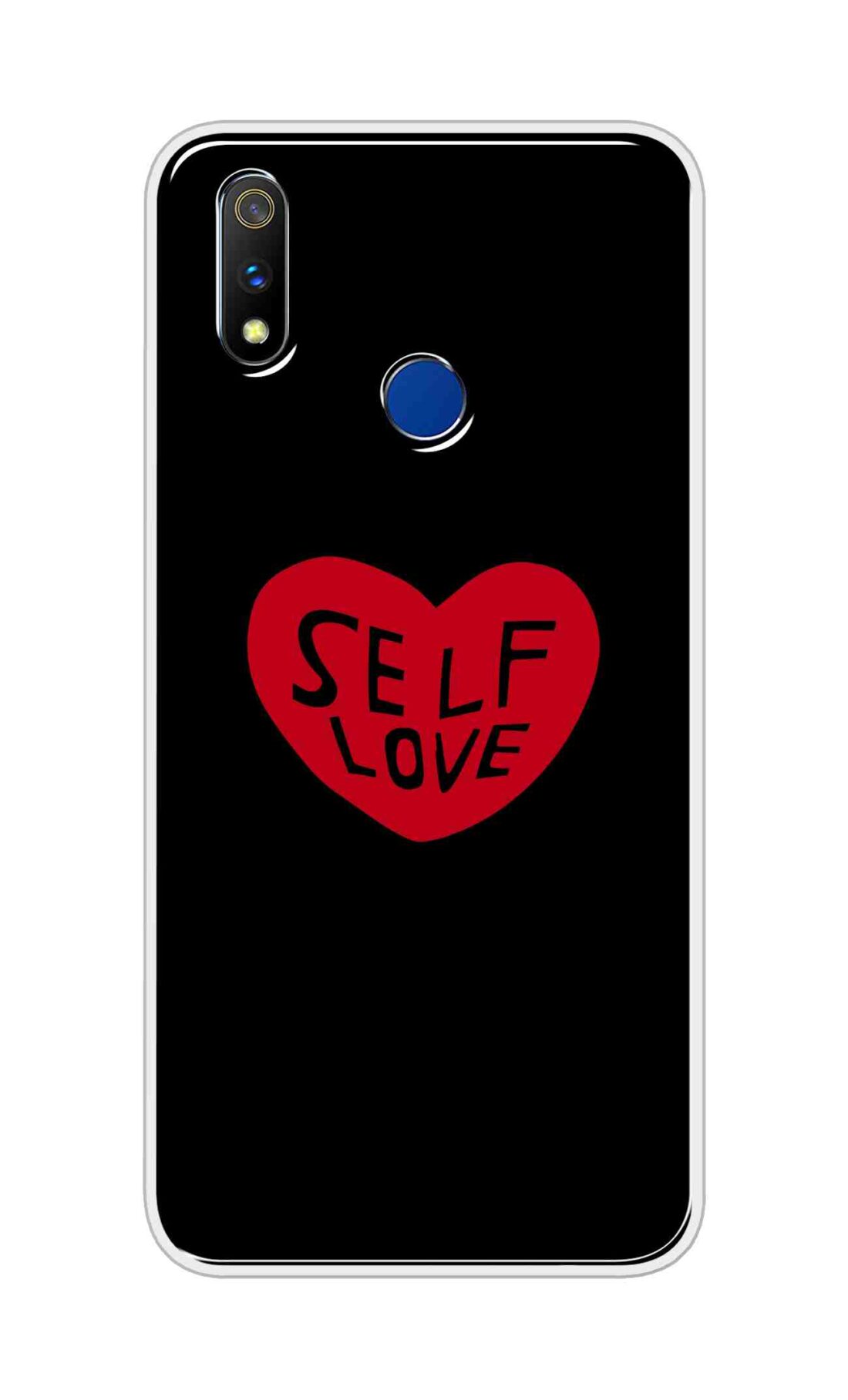 Coberta Back Cover For Realme 3 Pro Back Cover Stylish Case - Self Love Heart in Black Design D16516