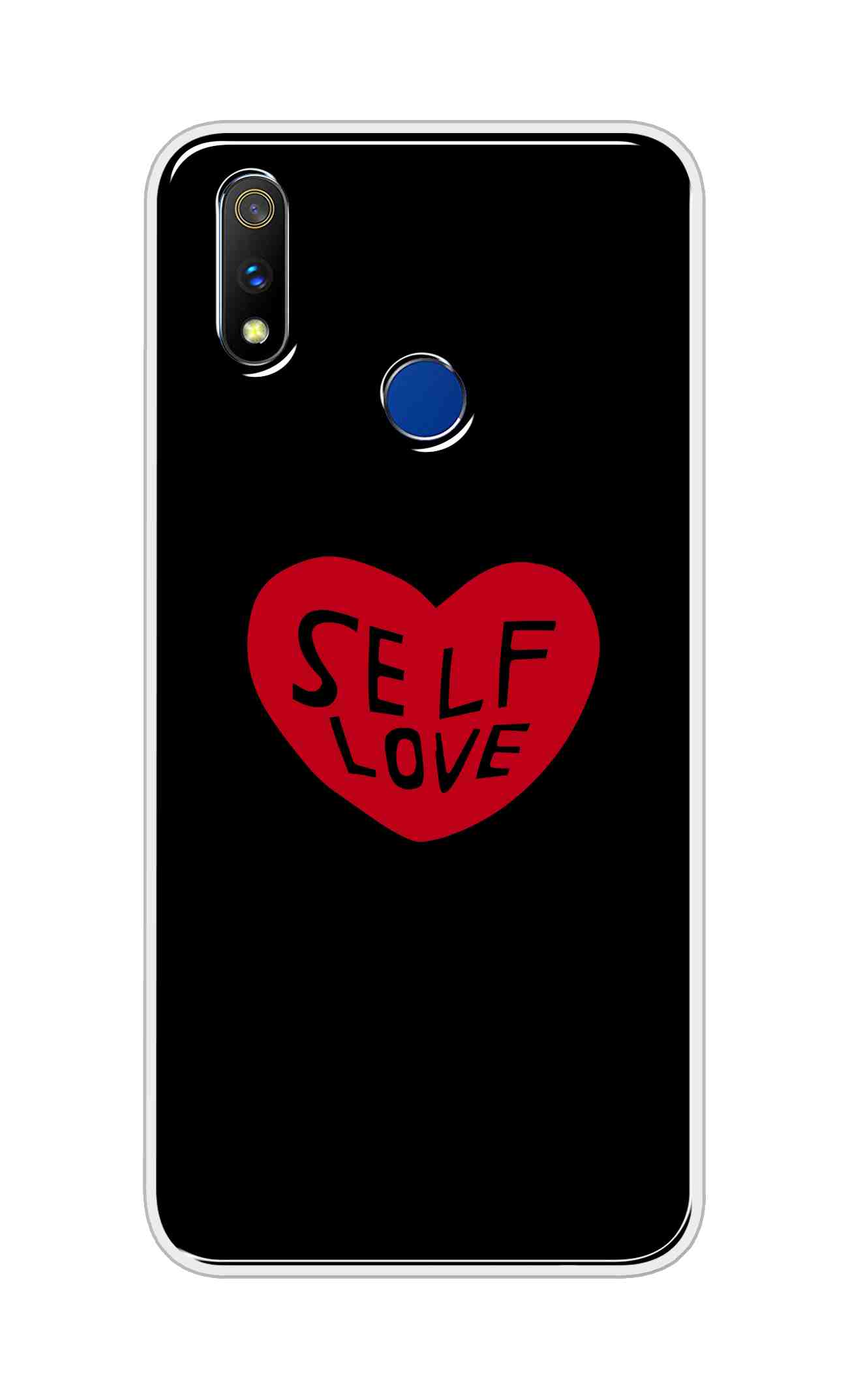 Coberta Back Cover For Realme 3 Pro Back Cover Stylish Case - Self Love Heart in Black Design D16516
