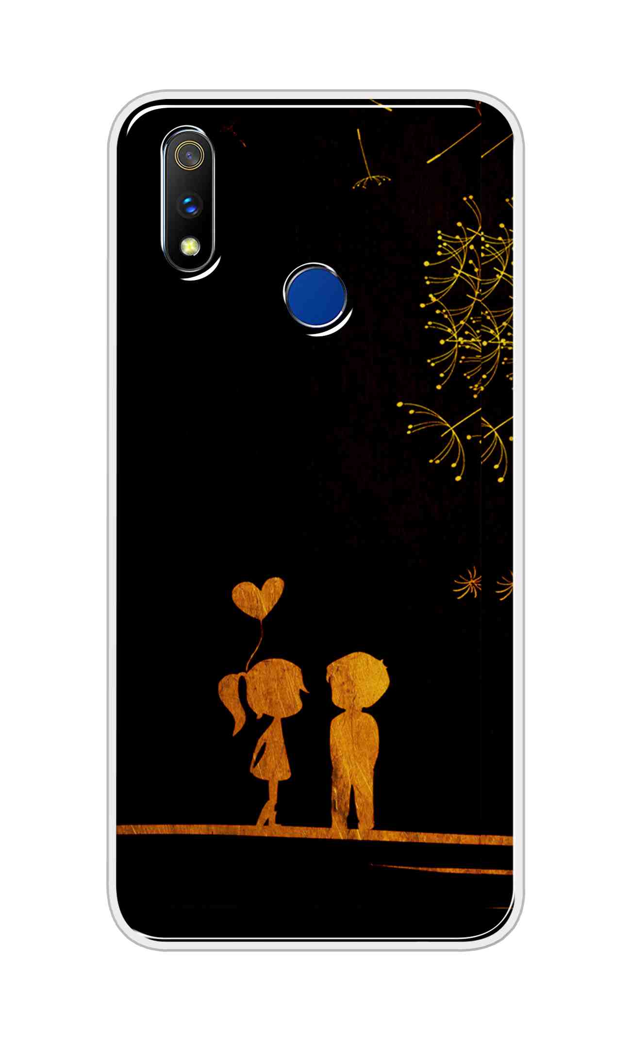 Coberta Back Cover For Realme 3i Back Cover Stylish Case - Girl and Boy Love in Black Design D11017