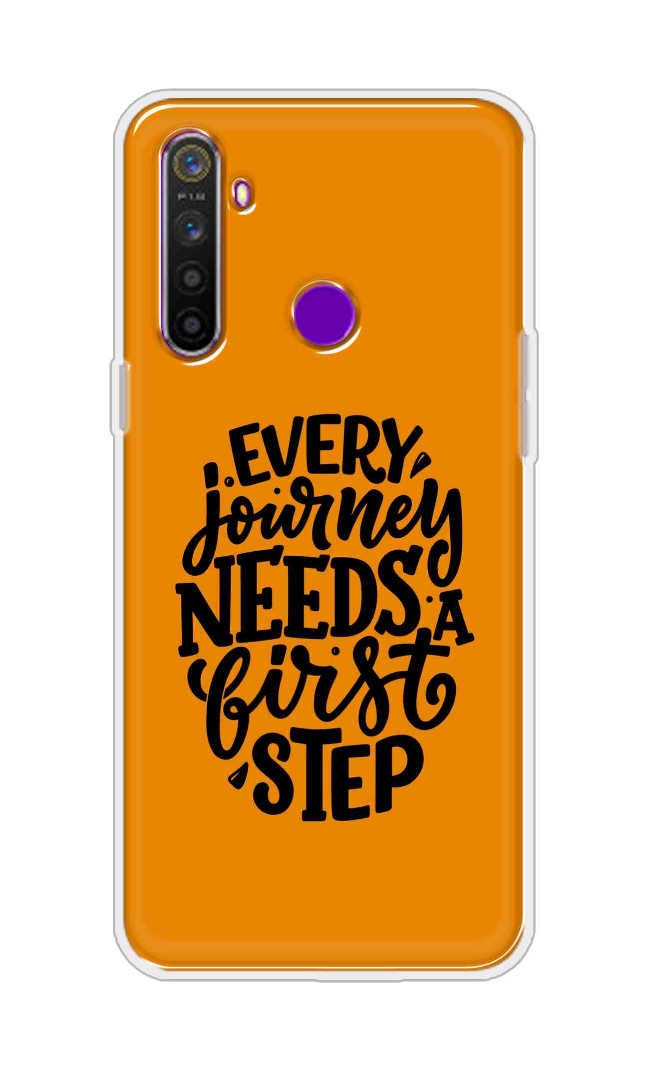 Coberta Back Cover For Realme 5 Back Cover Stylish Case - Every Journey Needs a First Step in Orange Design D16503