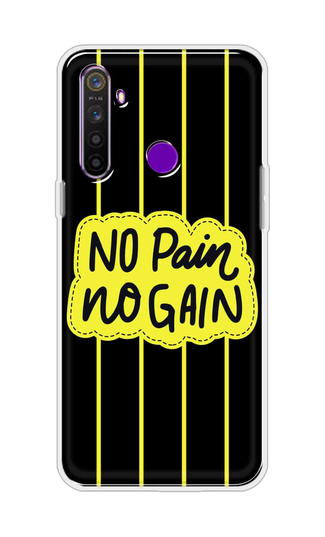 Coberta Back Cover For Realme 5 Back Cover Stylish Case - No Pain No Gain in Yellow Design D16508