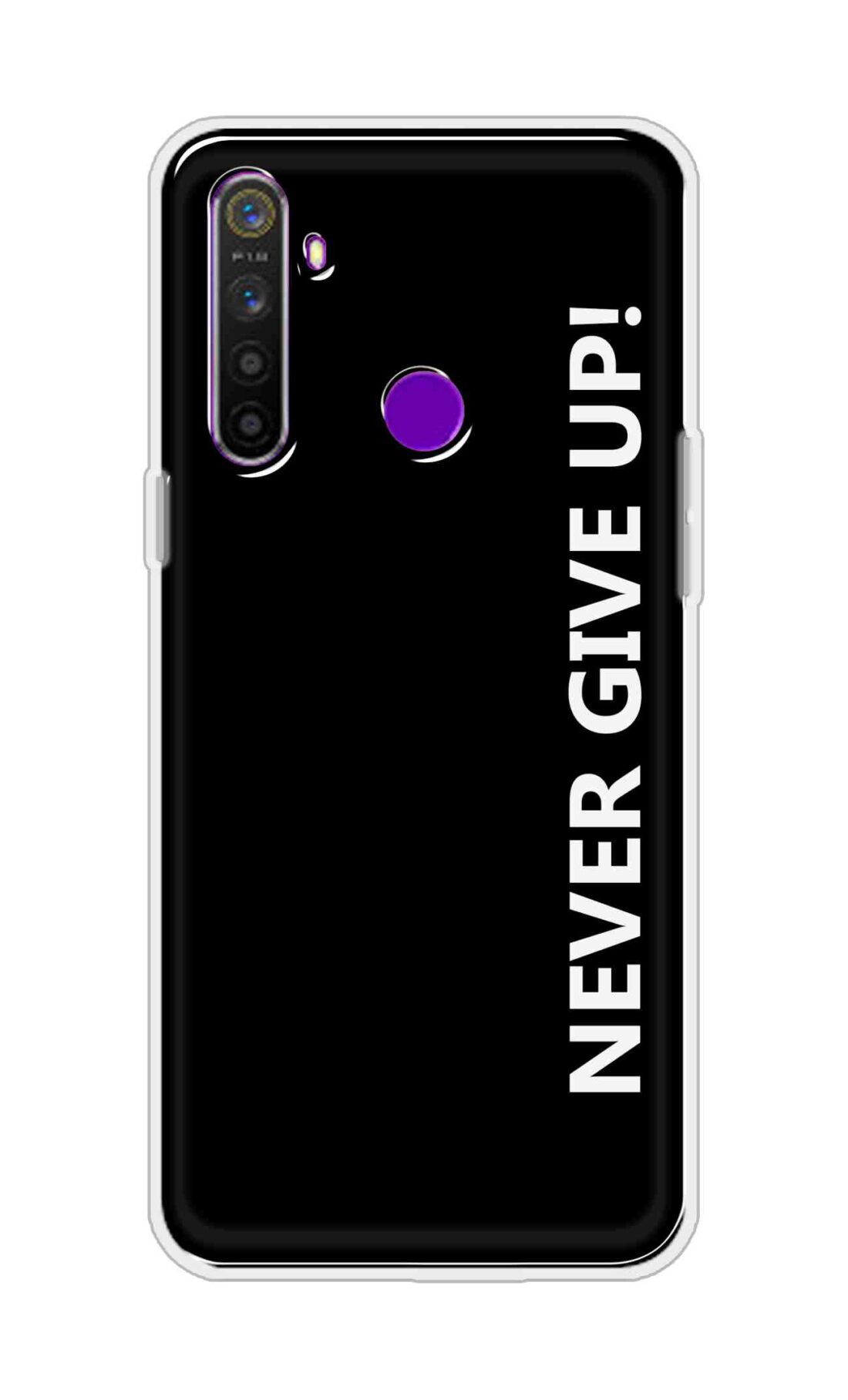 Coberta Back Cover For Realme 5 Back Cover Stylish Case - Never Give Up in Black Design D16656