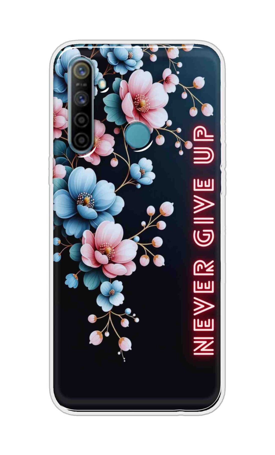 Coberta Back Cover For Realme 5i Back Cover Stylish Case - Never Give Up with Flowers Design D16500