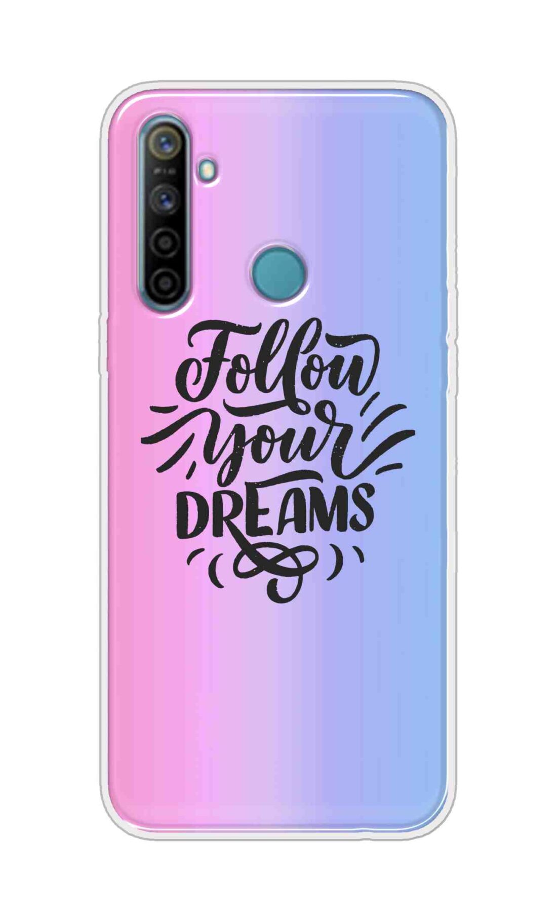 Coberta Back Cover For Realme 5i Back Cover Stylish Case - Follow Your Dreams In Pink And Blue Design D16501