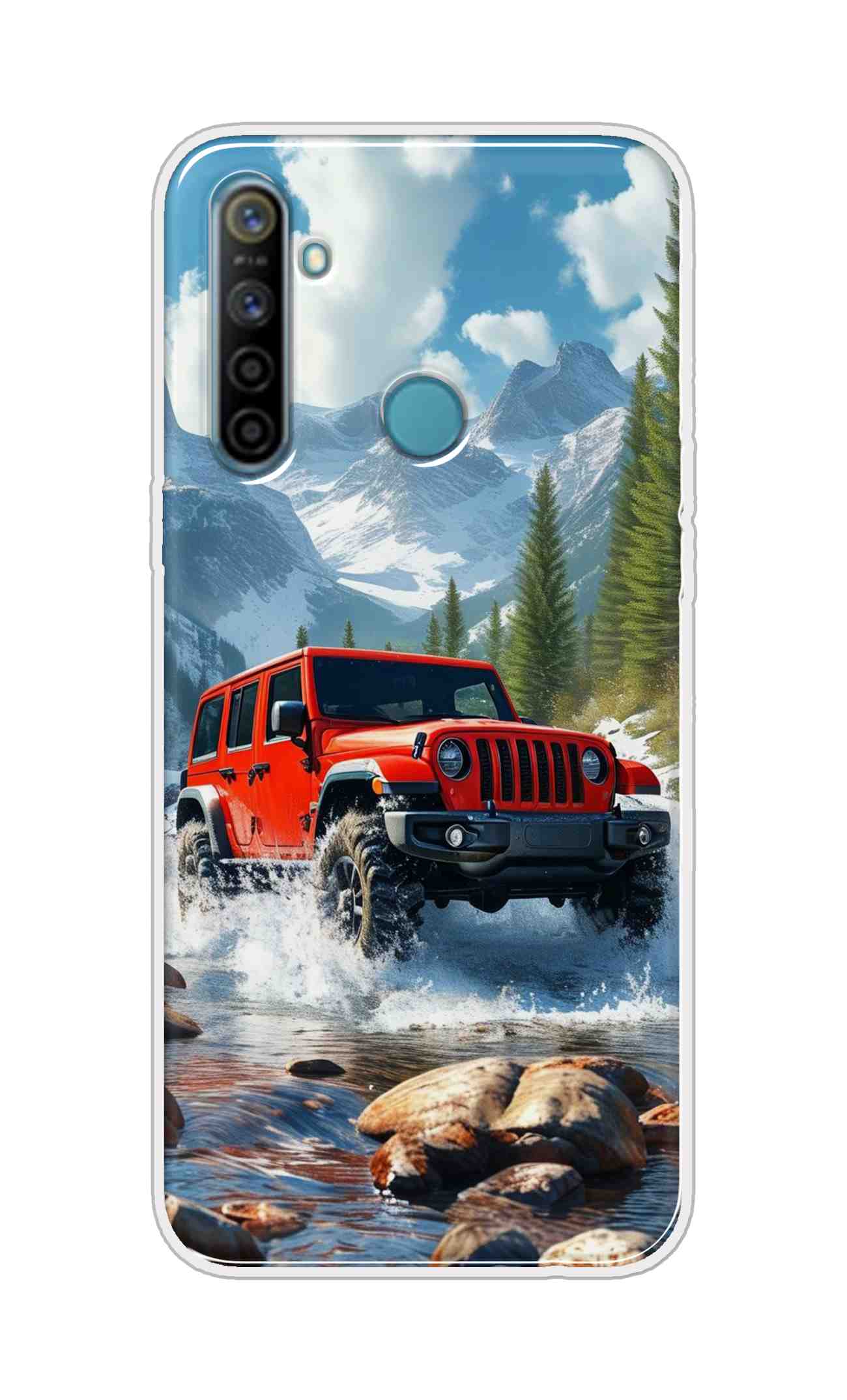 Coberta Back Cover For Realme 5i Back Cover Stylish Case - Red Car in Nature Design D16513
