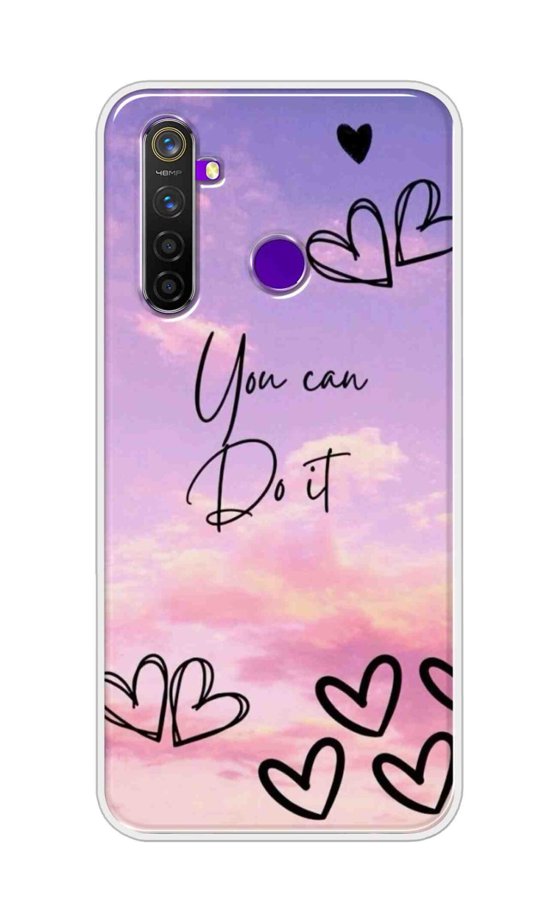 Coberta Back Cover For Realme 5 pro Back Cover Stylish Case - You Can Do It and Hearts Design D16539