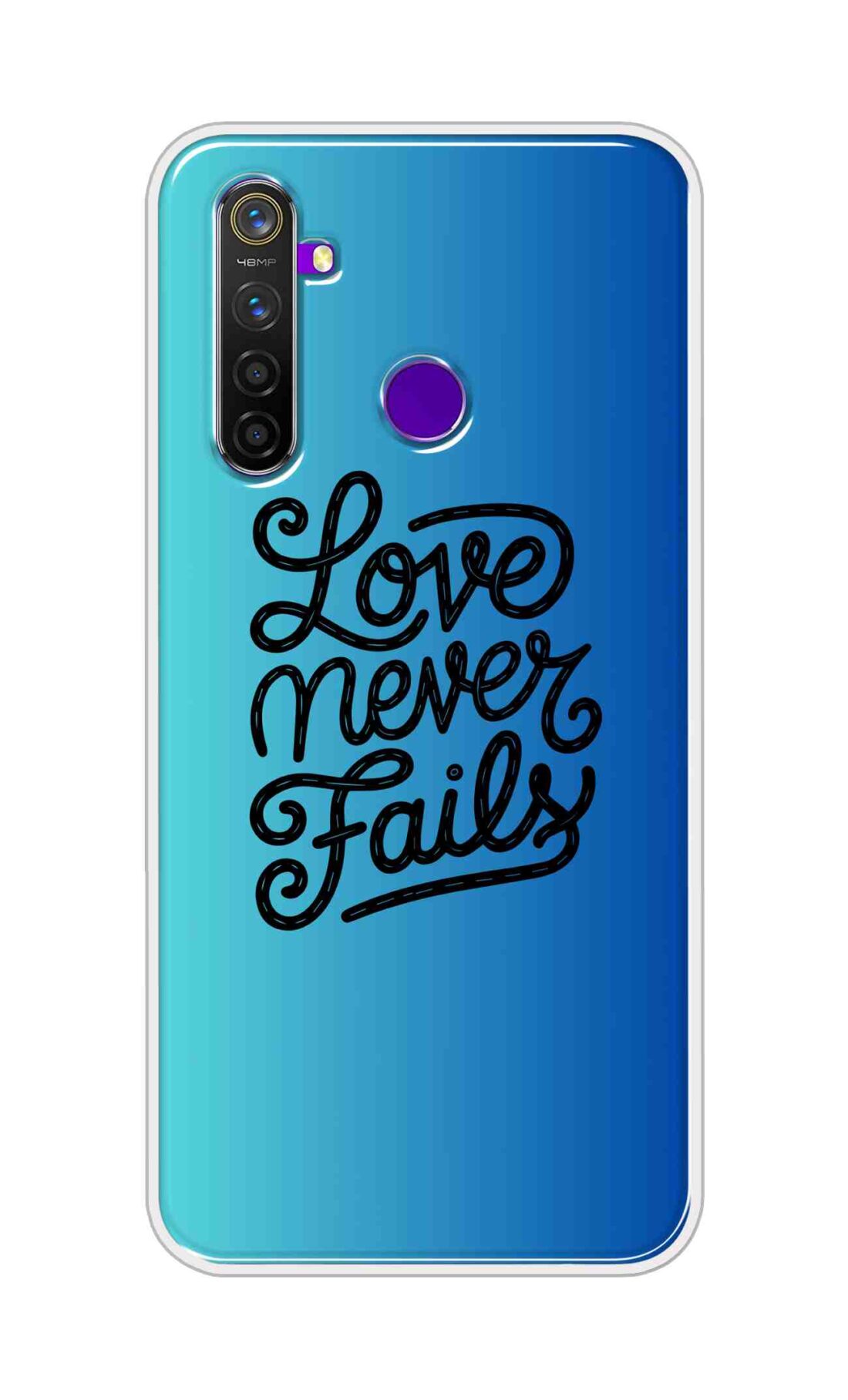 Coberta Back Cover For Realme 5s Back Cover Stylish Case - Love Never Fails in Blue Design D16643