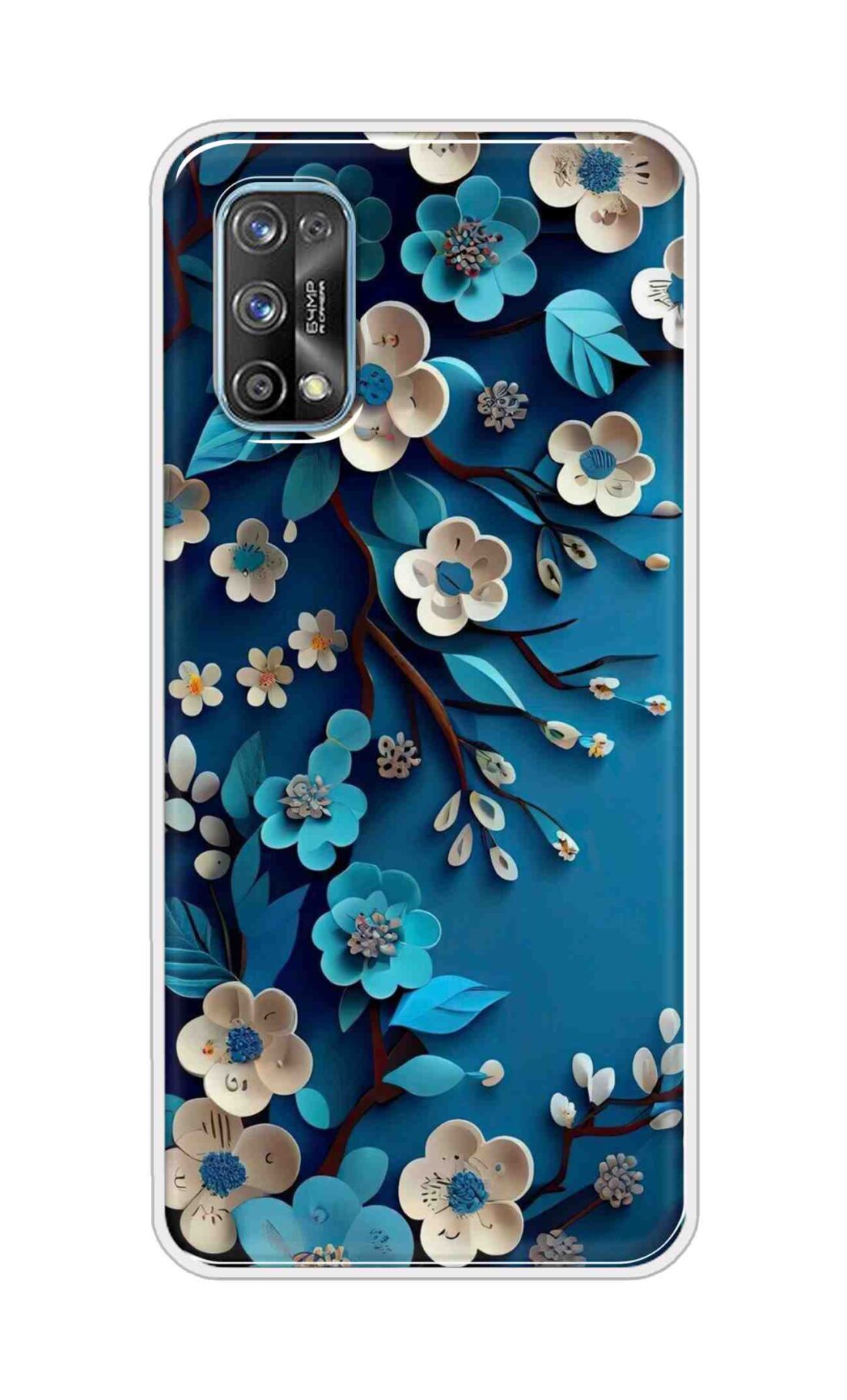 Coberta Back Cover For Realme 7 Pro Back Cover Stylish Case - Blue and White Flowers Design D16551