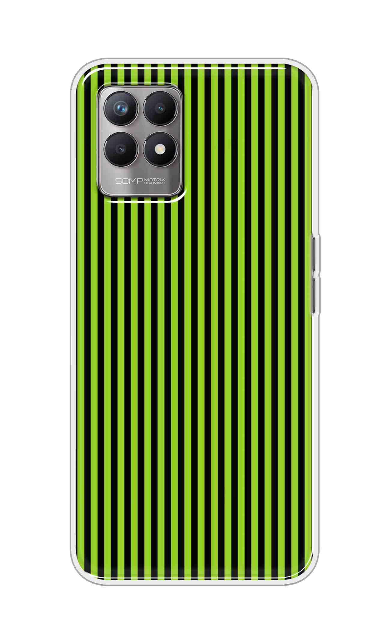 Coberta Back Cover For Realme 8i Back Cover Stylish Case - Green and Black Liner Design D16511