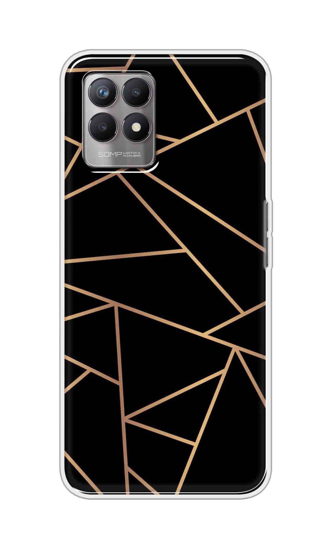 Coberta Back Cover For Realme 8i Back Cover Stylish Case - Golden Zig Zag Pattern in Black Design D16519