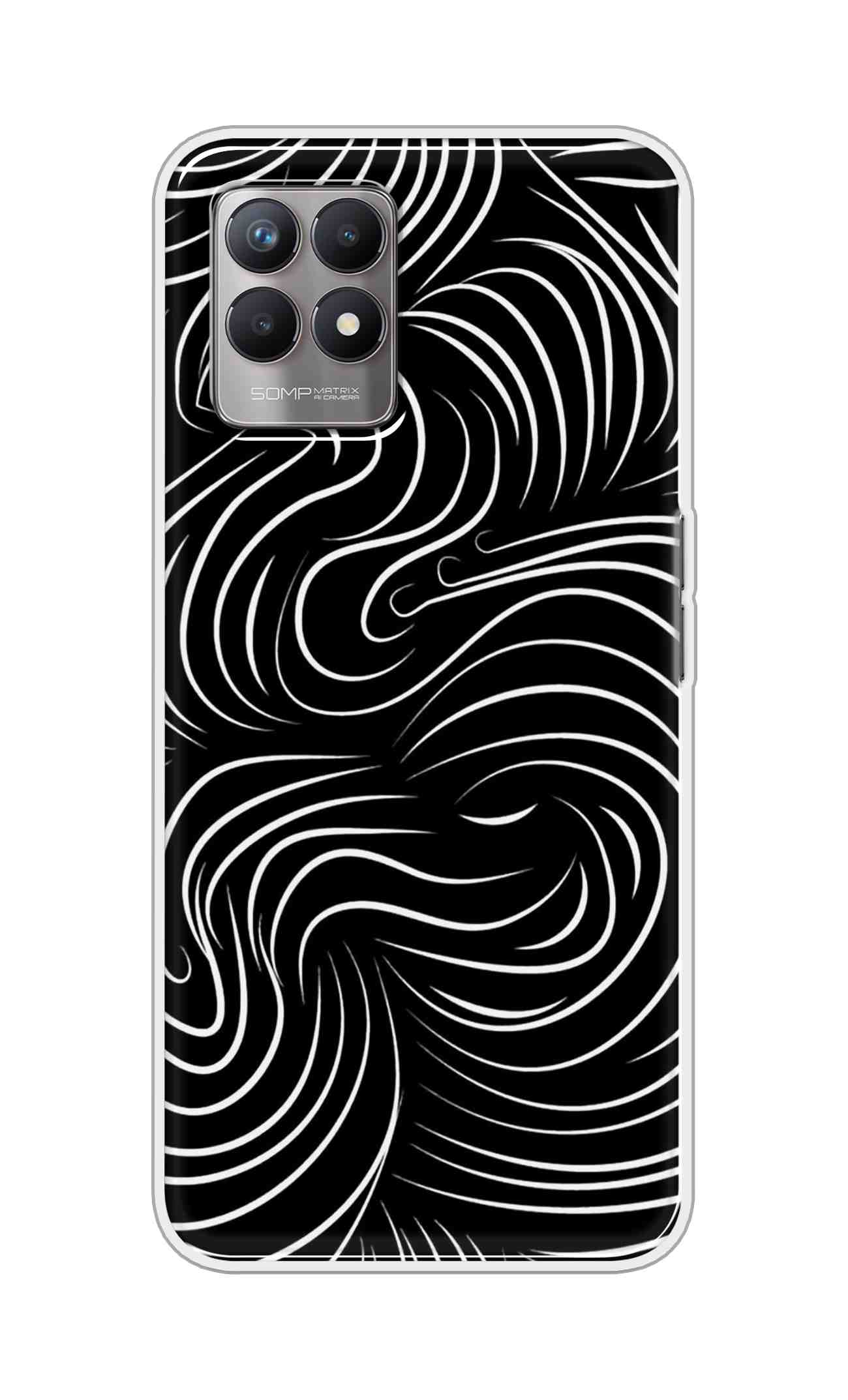 Coberta Back Cover For Realme 8i Back Cover Stylish Case - White Curves Design D16552