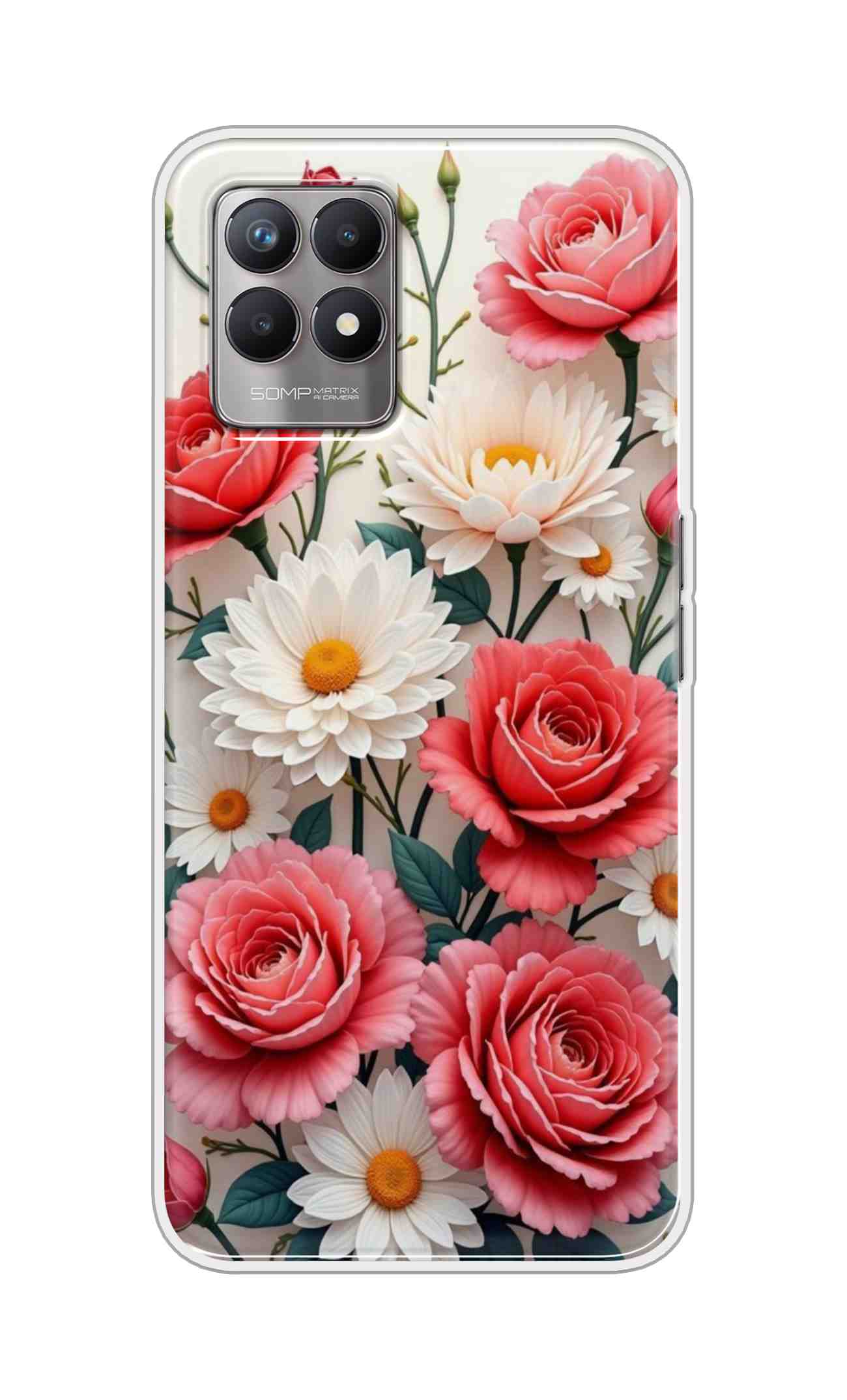 Coberta Back Cover For Realme 8i Back Cover Stylish Case - Sunflowers and Rose Design D16557