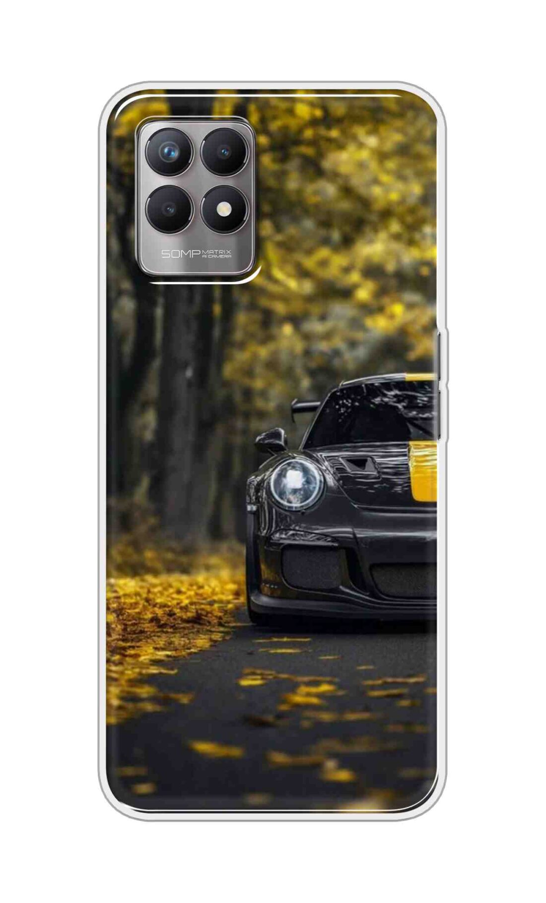 Coberta Back Cover For Realme 8i Back Cover Stylish Case - Black and Yellow Car Design D16561