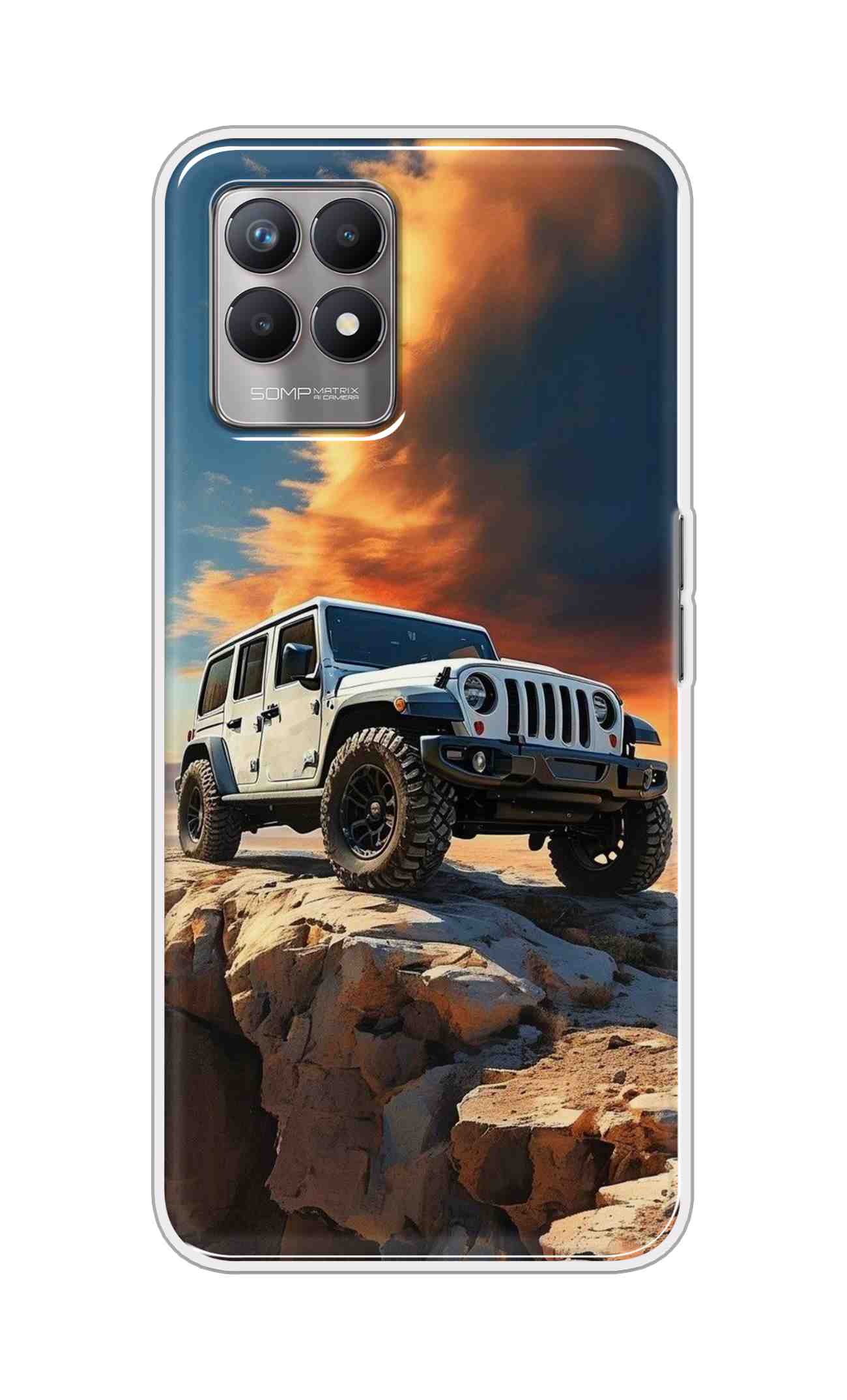 Coberta Back Cover For Realme 8i Back Cover Stylish Case - Jeep Car on Road Design D16602
