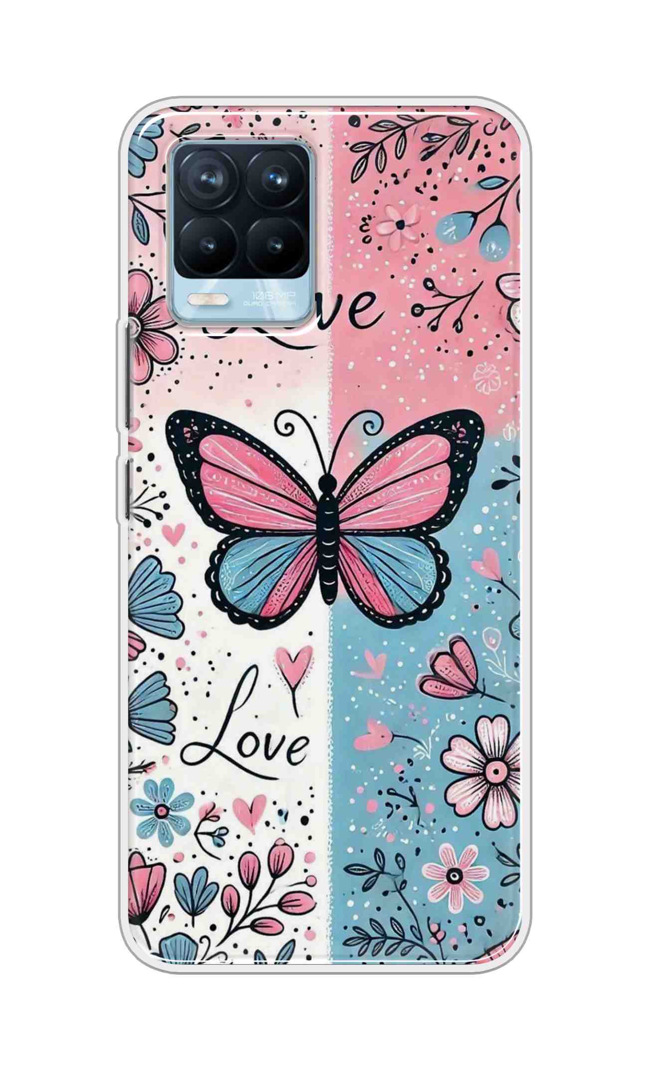 Coberta Back Cover For Realme 8 Pro Back Cover Stylish Case - Butterfly and Love Text Design D16526