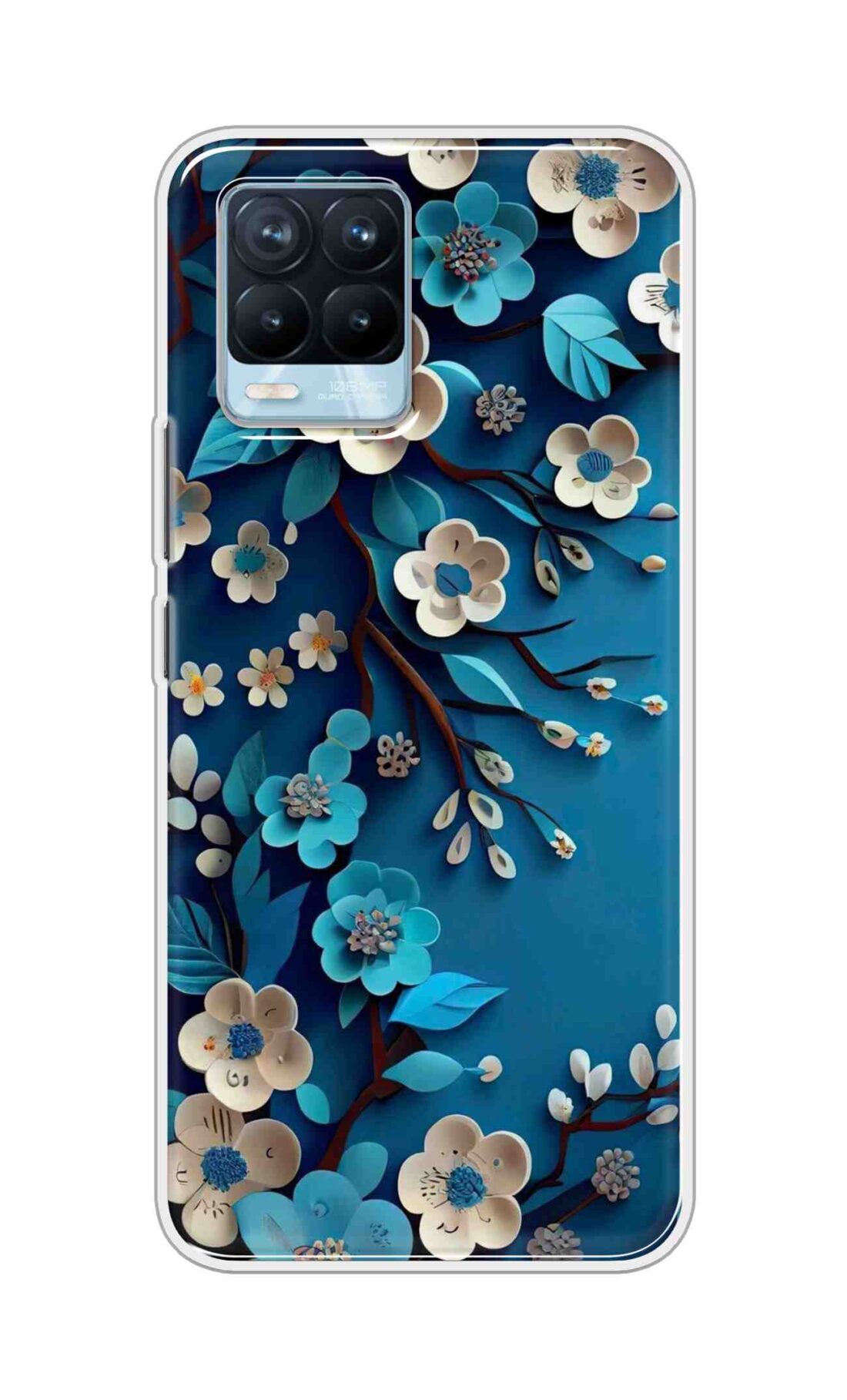 Coberta Back Cover For Realme 8 Pro Back Cover Stylish Case - Blue and White Flowers Design D16551