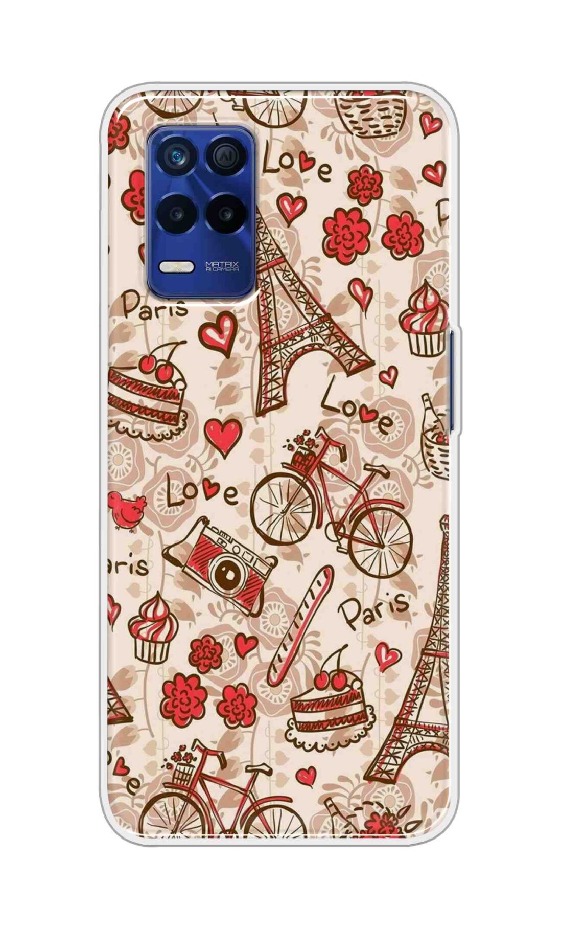 Coberta Back Cover For Realme 8s 5G Back Cover Stylish Case - Paris and Love Text Pattern D11626
