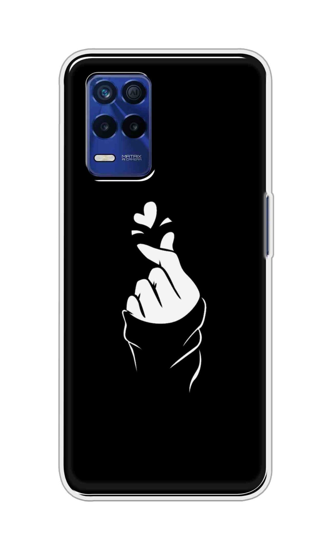 Coberta Back Cover For Realme 8s 5G Back Cover Stylish Case - Black Korean Heart Design D11802