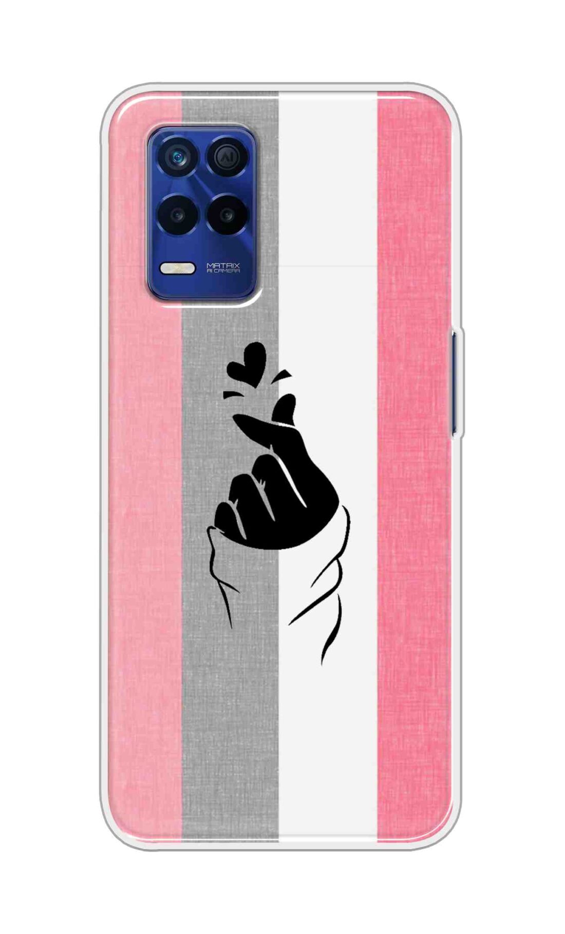 Coberta Back Cover For Realme 8s 5G Back Cover Stylish Case - Pink and Grey Korean Heart Design D11894
