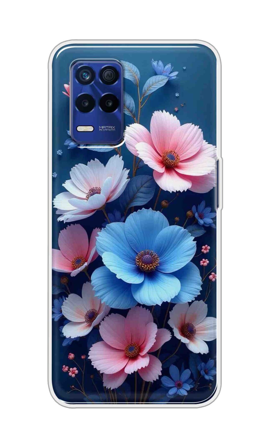 Coberta Back Cover For Realme 8s 5G Back Cover Stylish Case - Blue and Pink Flowers Design D16512