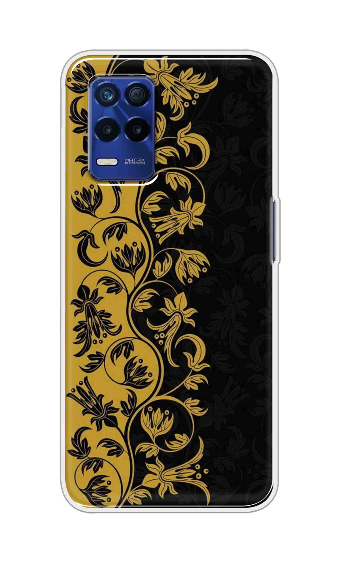 Coberta Back Cover For Realme 8s 5G Back Cover Stylish Case - Black and Yellow Leaves Design D16518
