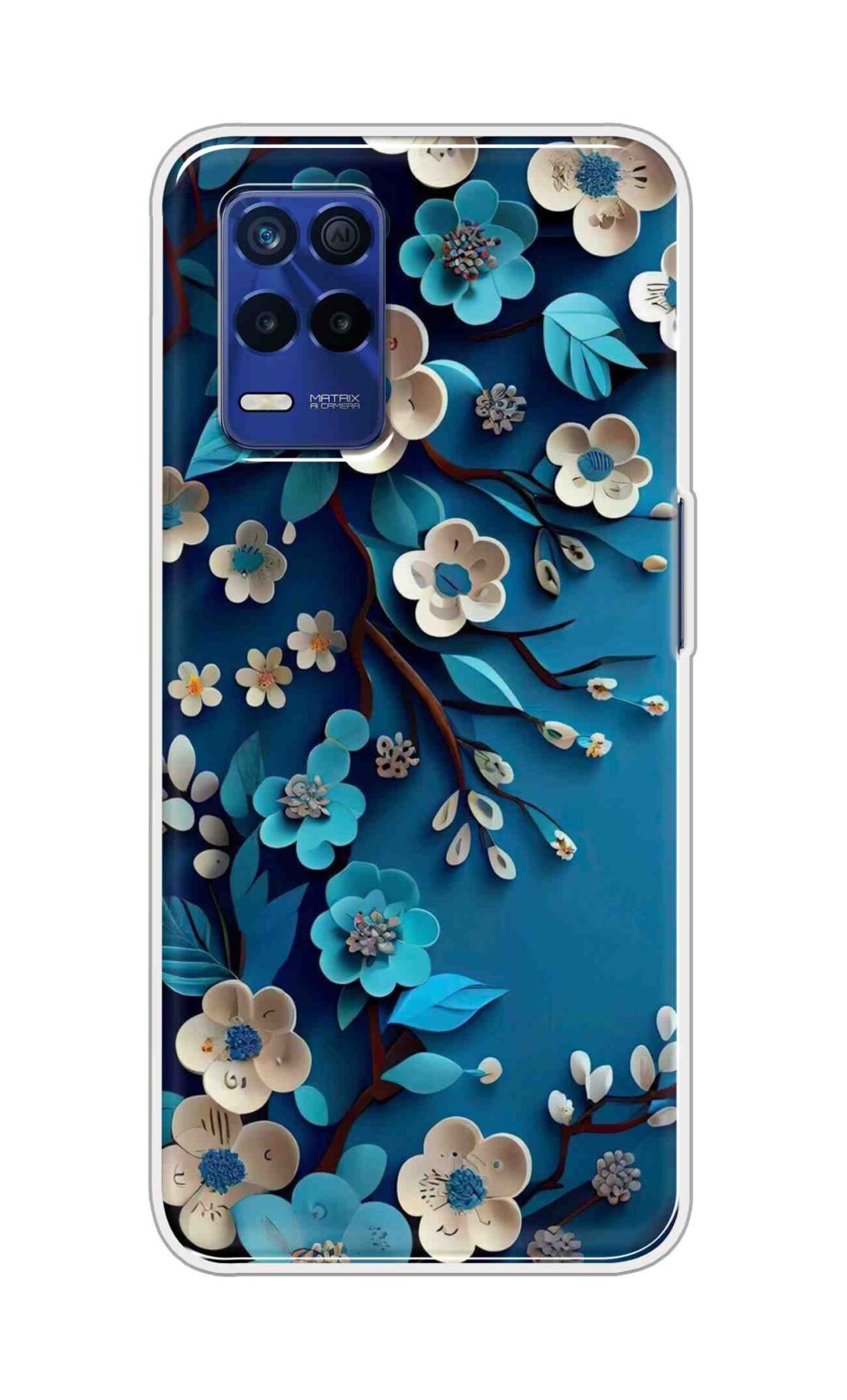 Coberta Back Cover For Realme 8s 5G Back Cover Stylish Case - Blue and White Flowers Design D16551