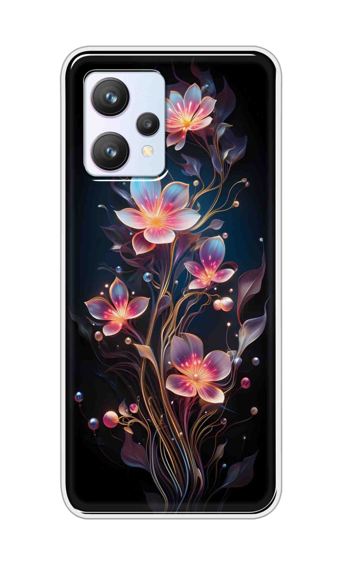 Coberta Back Cover For Realme 9 4G Back Cover Stylish Case - Asthetic Flowers in Black Design Design D16523