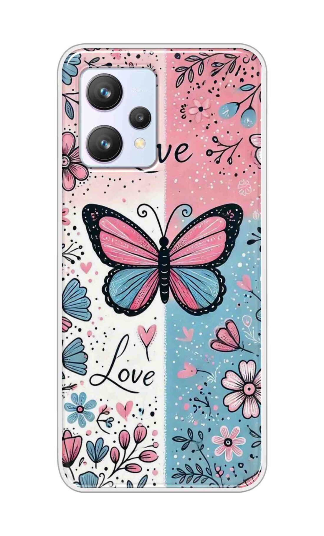 Coberta Back Cover For Realme 9 4G Back Cover Stylish Case - Butterfly and Love Text Design D16526