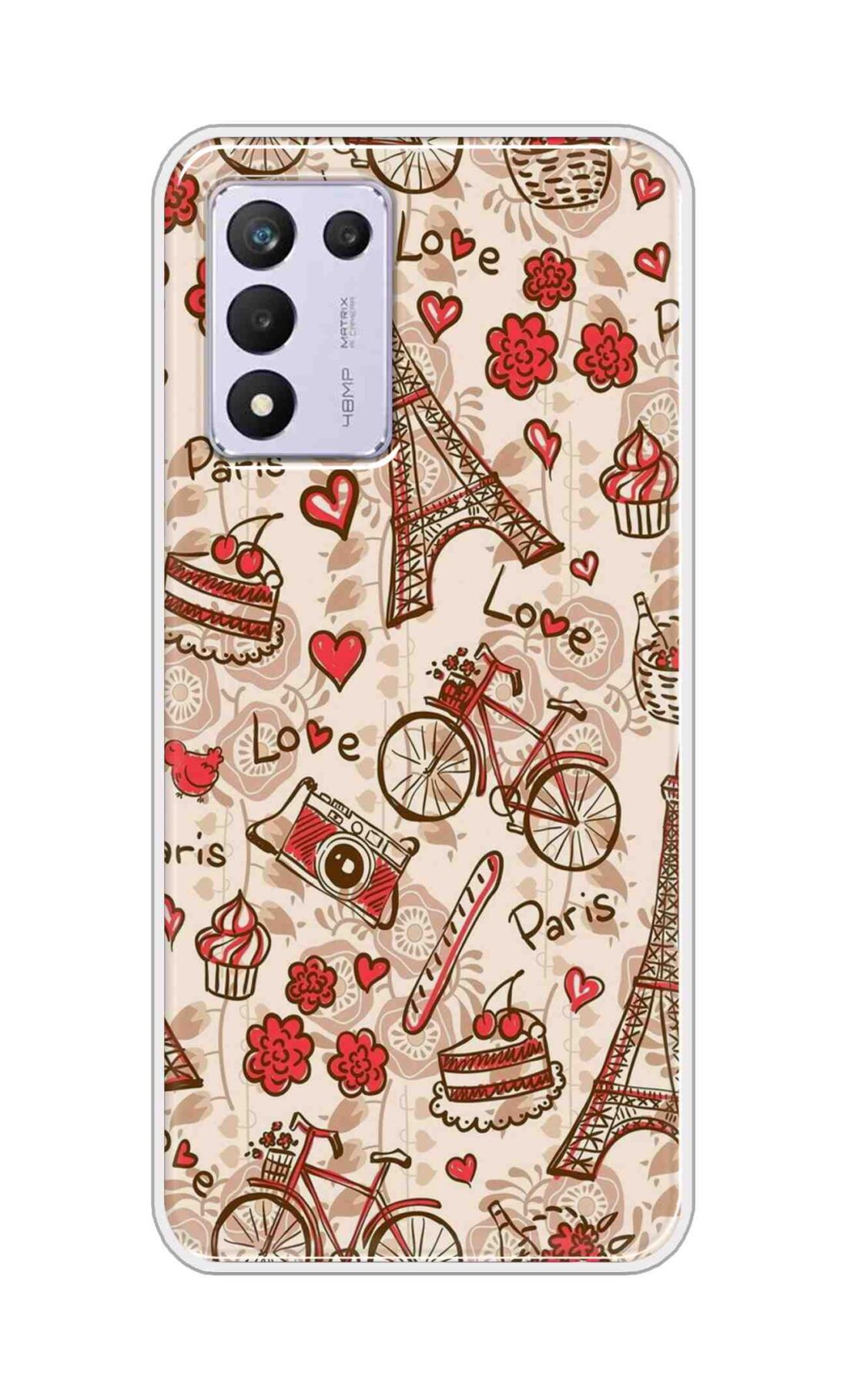 Coberta Back Cover For Realme 9 5G SE Back Cover Stylish Case - Paris and Love Text Pattern D11626