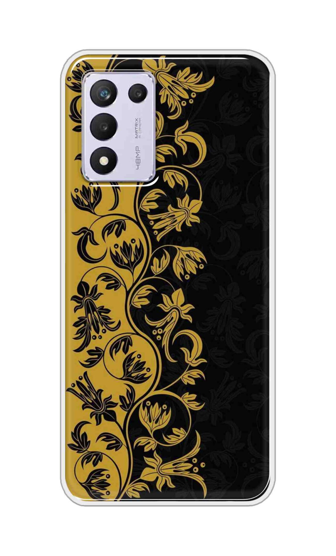 Coberta Back Cover For Realme 9 5G SE Back Cover Stylish Case - Black and Yellow Leaves Design D16518