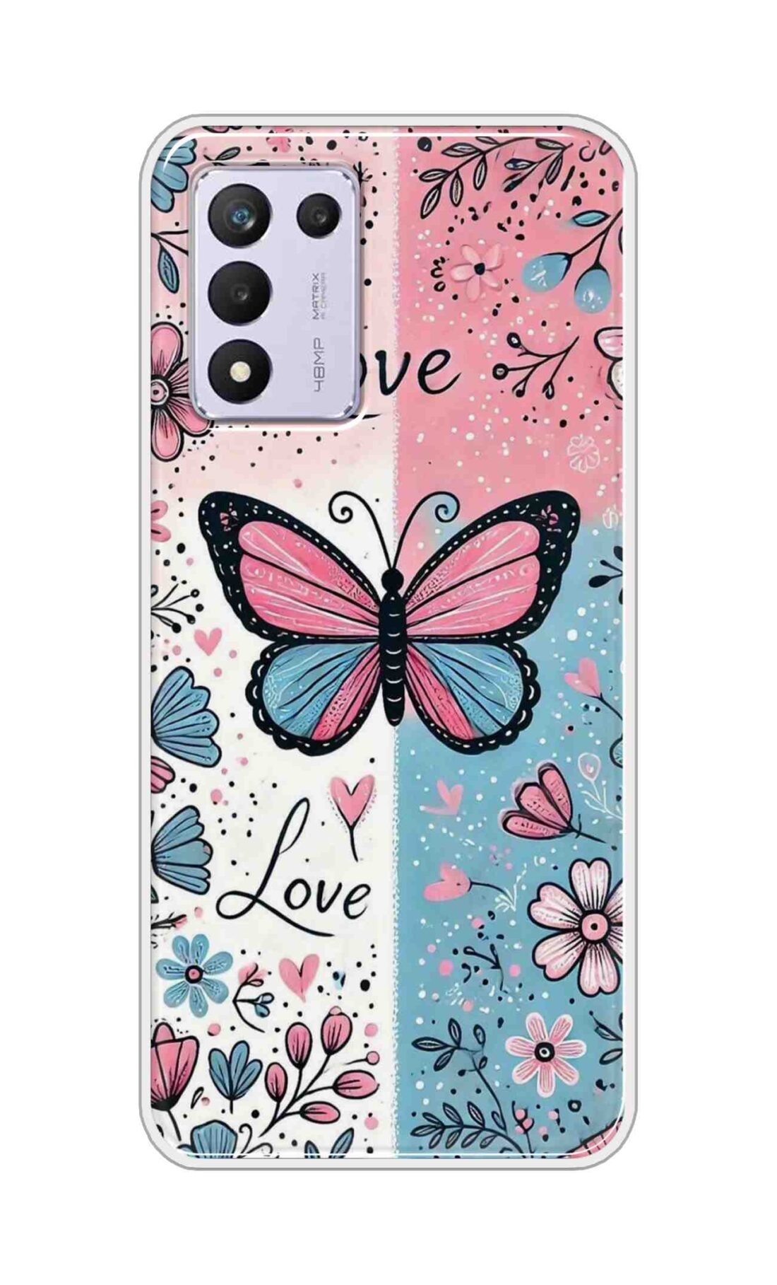 Coberta Back Cover For Realme 9 5G SE Back Cover Stylish Case - Butterfly and Love Text Design D16526