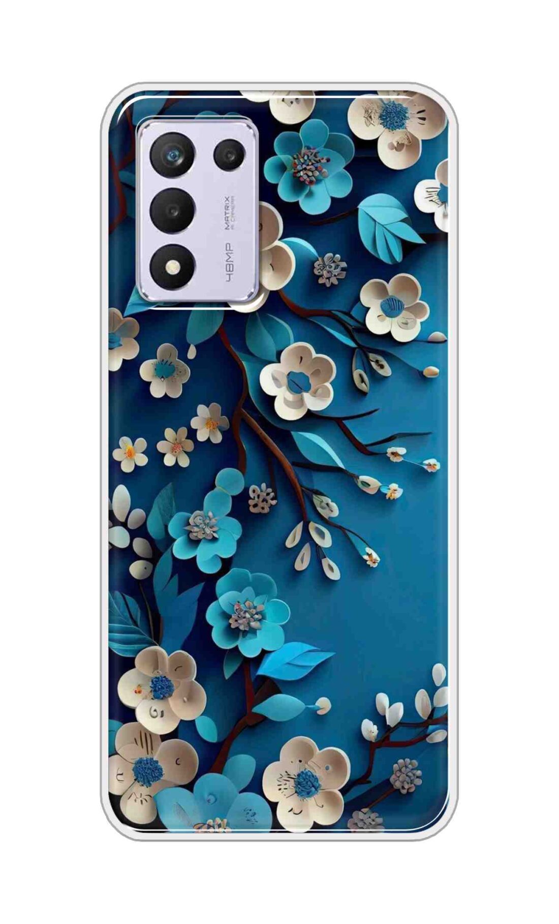 Coberta Back Cover For Realme 9 5G SE Back Cover Stylish Case - Blue and White Flowers Design D16551