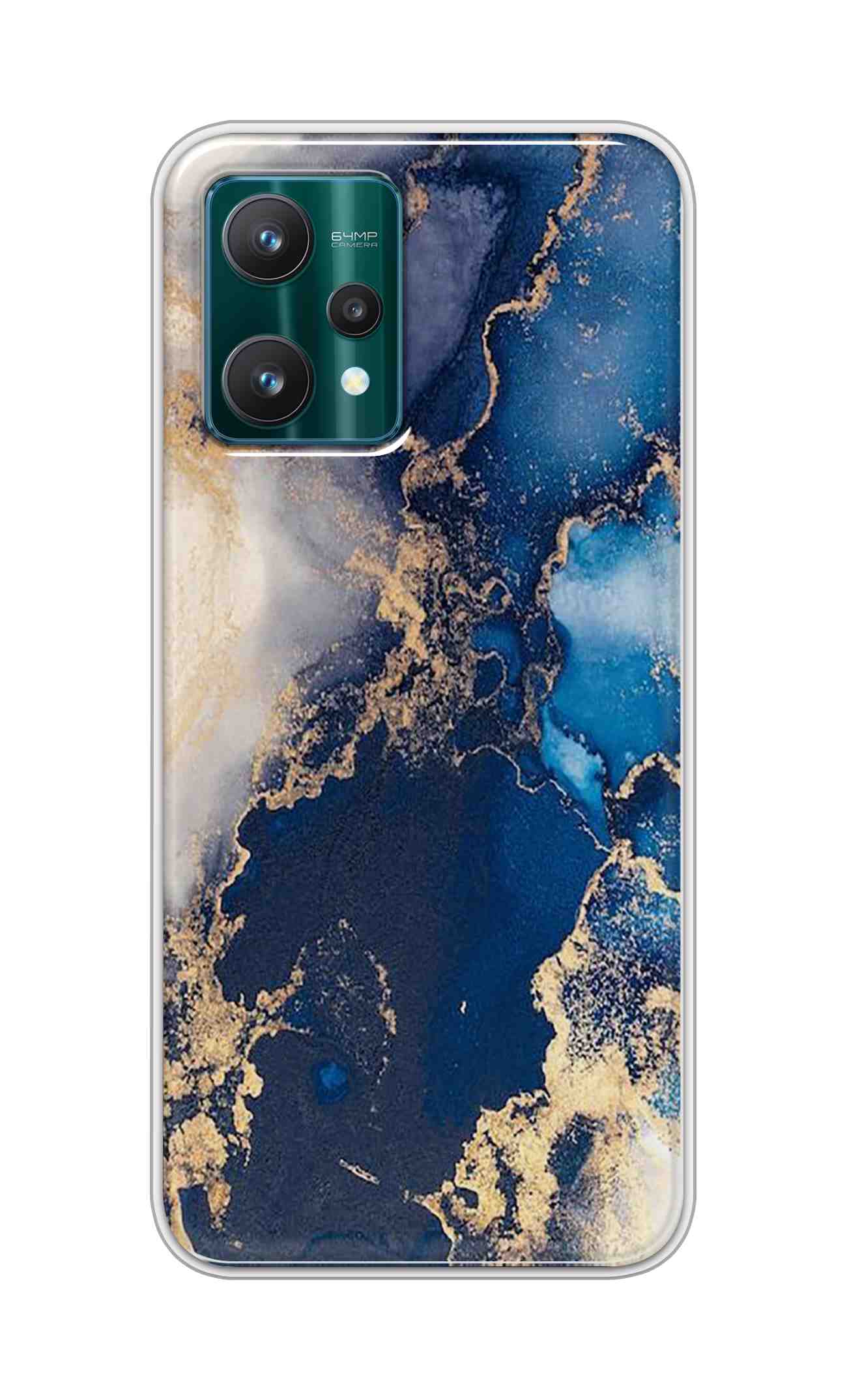 Coberta Back Cover For Realme 9 Pro Back Cover Stylish Case - White and Dark Blue Marble Design D16177
