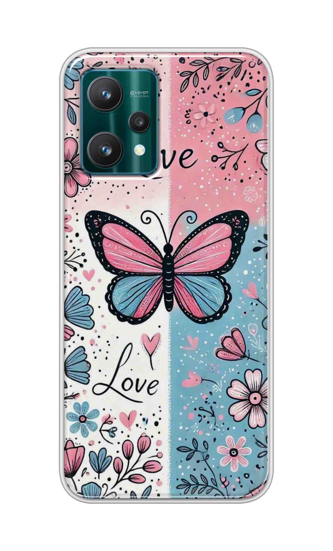 Coberta Back Cover For Realme 9 Pro Back Cover Stylish Case - Butterfly and Love Text Design D16526