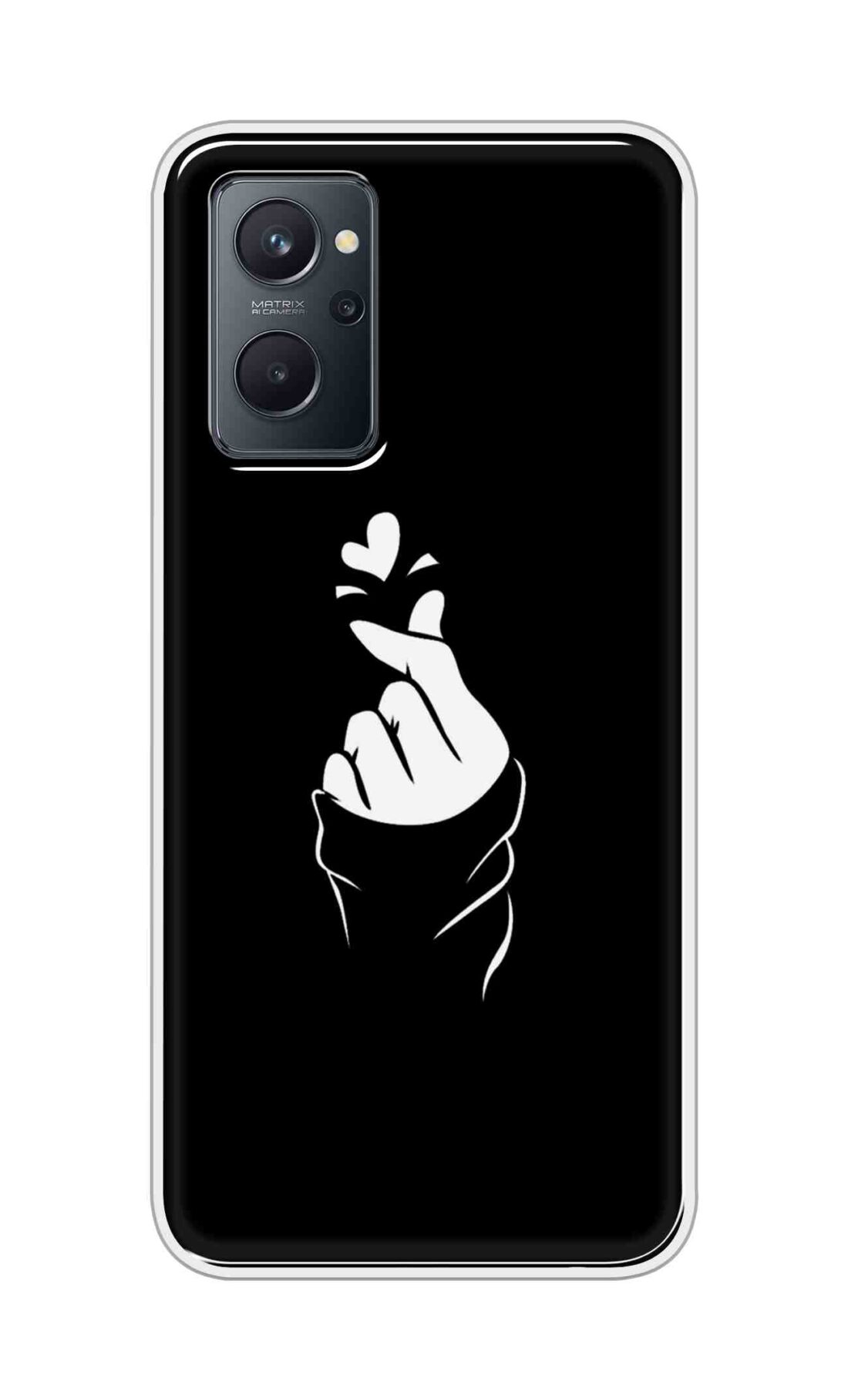 Coberta Back Cover For Realme 9i Back Cover Stylish Case - Black Korean Heart Design D11802