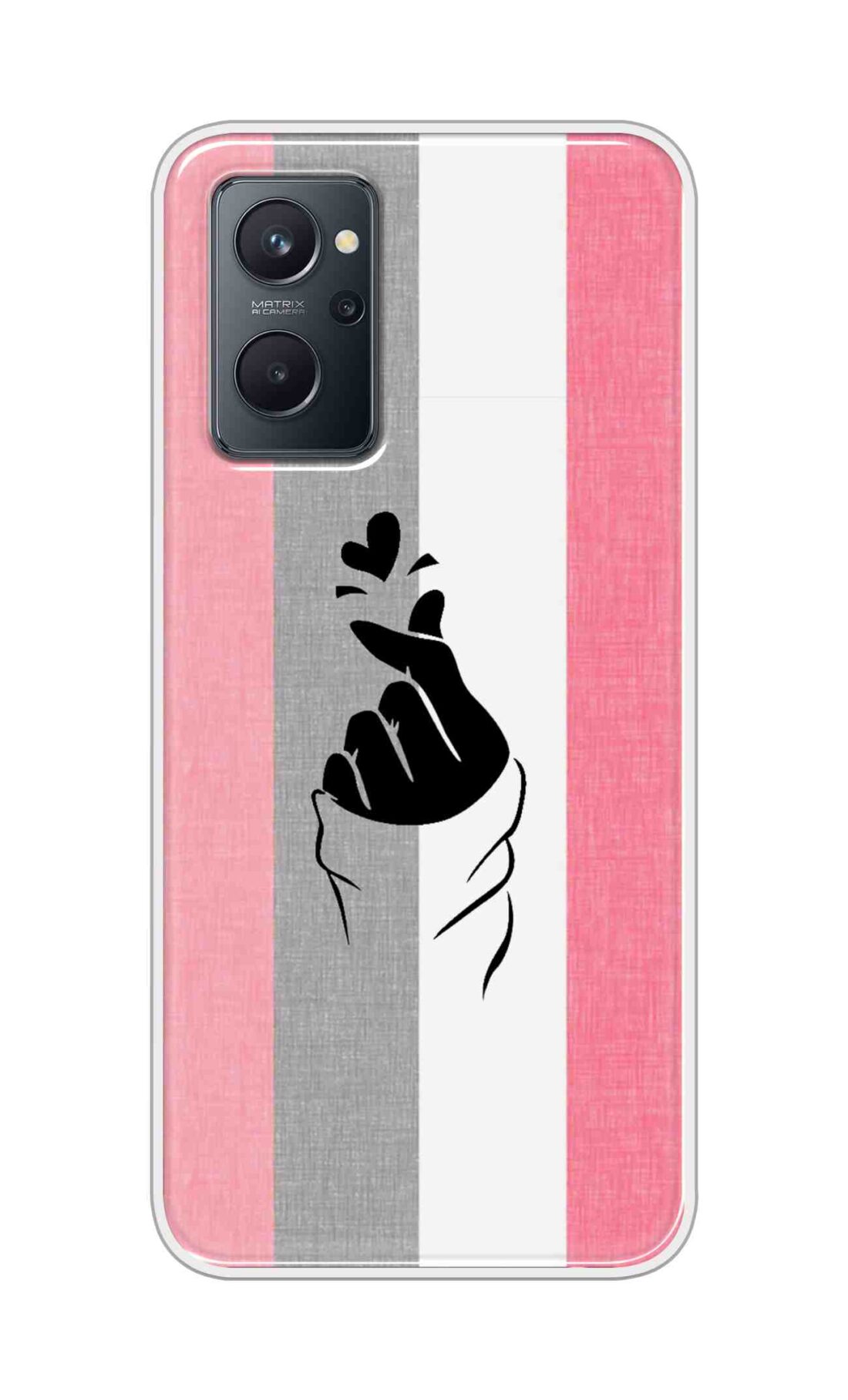 Coberta Back Cover For Realme 9i Back Cover Stylish Case - Pink and Grey Korean Heart Design D11894
