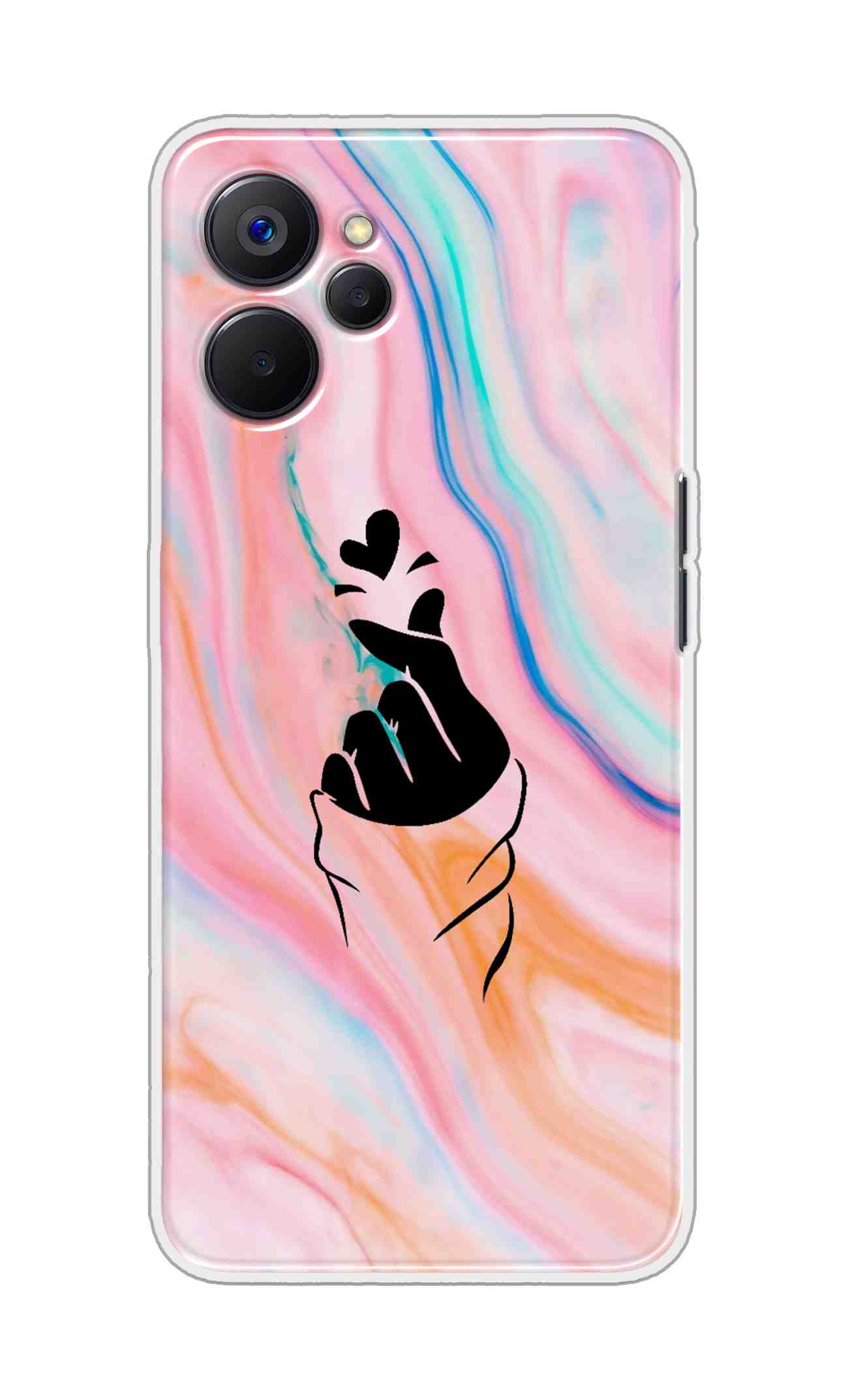 Coberta Back Cover For Realme 9i 5G Back Cover Stylish Case - Korean Heart on Pink Multicolour Design D11896