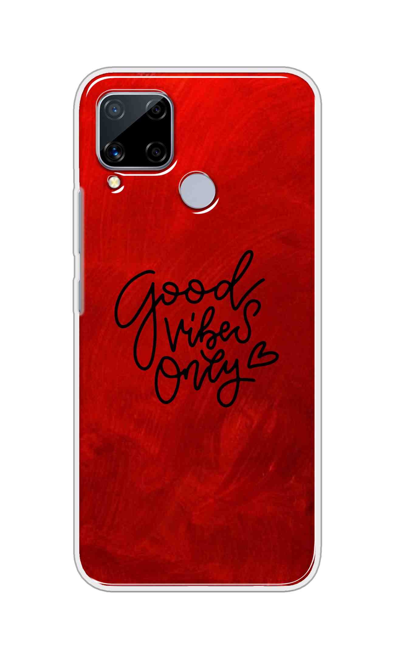 Coberta Back Cover For Realme C15 Back Cover Stylish Case - Good Vibes Only in Red Design D16507